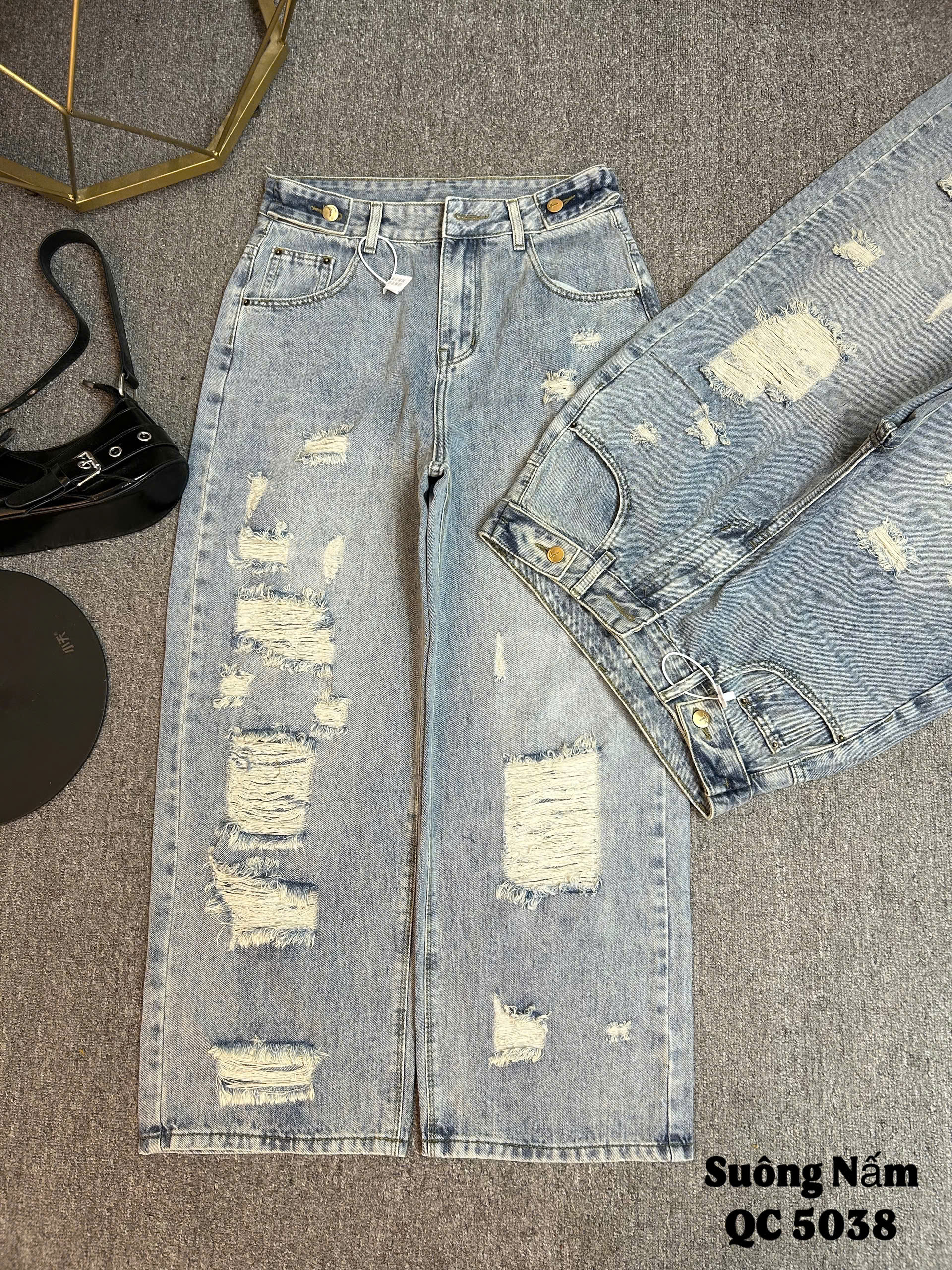 BIGSIZE- Quần jean suông nấm rách T- QJ5038_thumbnail_2