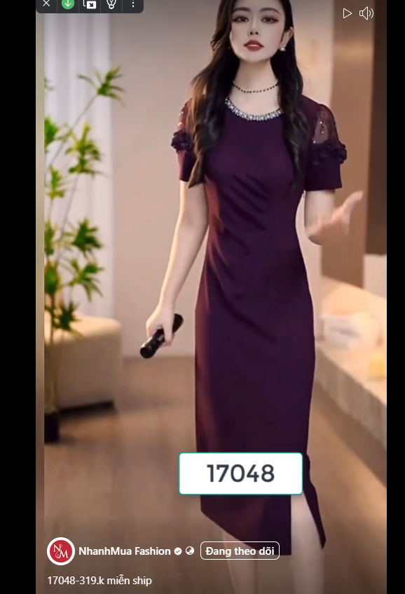 17048- Đầm body tím vai phối ren tay cách điệu (thun cát nhật)_thumbnail_0