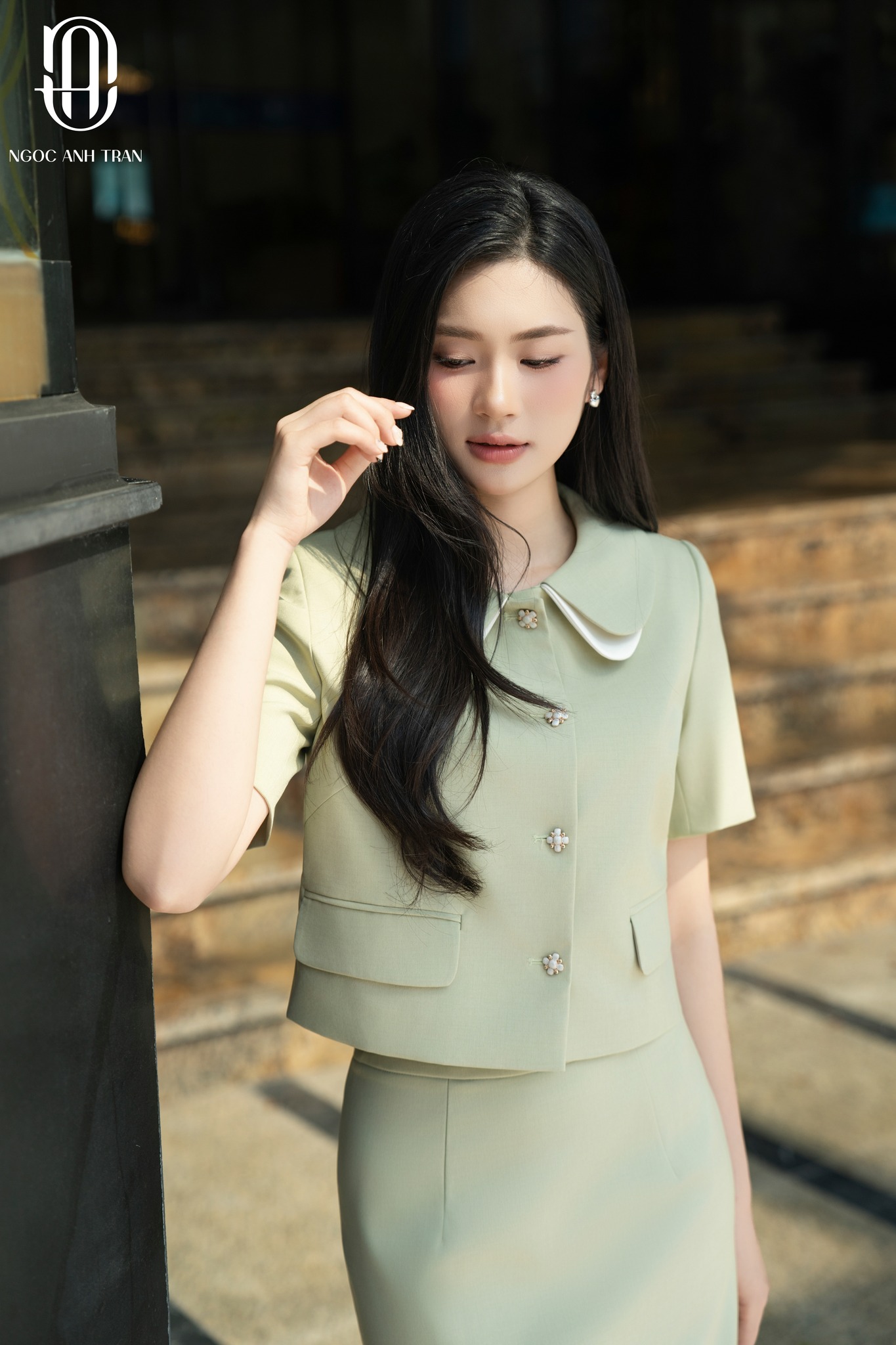 A205 - Áo kiểu xanh lục