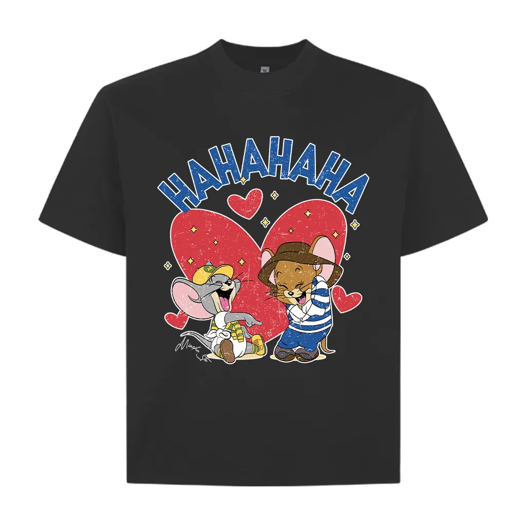 Áo thun form boxy họa tiết hoạt hình AXD2466 Miucho vải cotton thoáng mát cổ tròn in mix_thumbnail_10