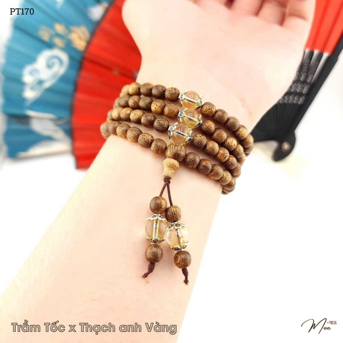 PT170 - Chuỗi vòng trầm tốc 108 hạt mix 5 đá phong thủy tự nhiên_thumbnail_1