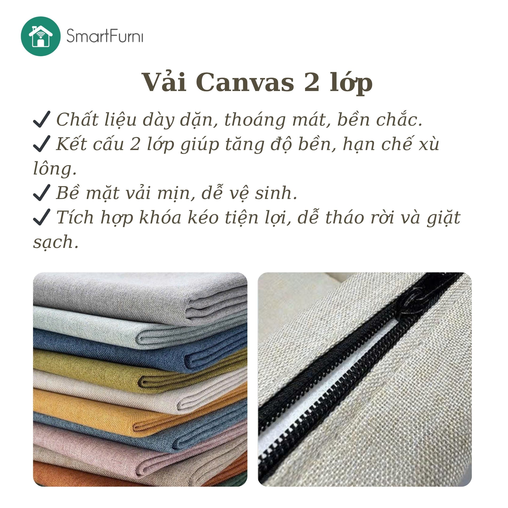 Sofa giường thông minh SmartFurni SMF17A - Bọc vải Lanh Canvas, gối kép _thumbnail_17