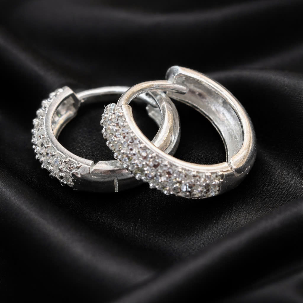 Khuyên vòng bạc nửa vòng đá-10 mm-2 mm
