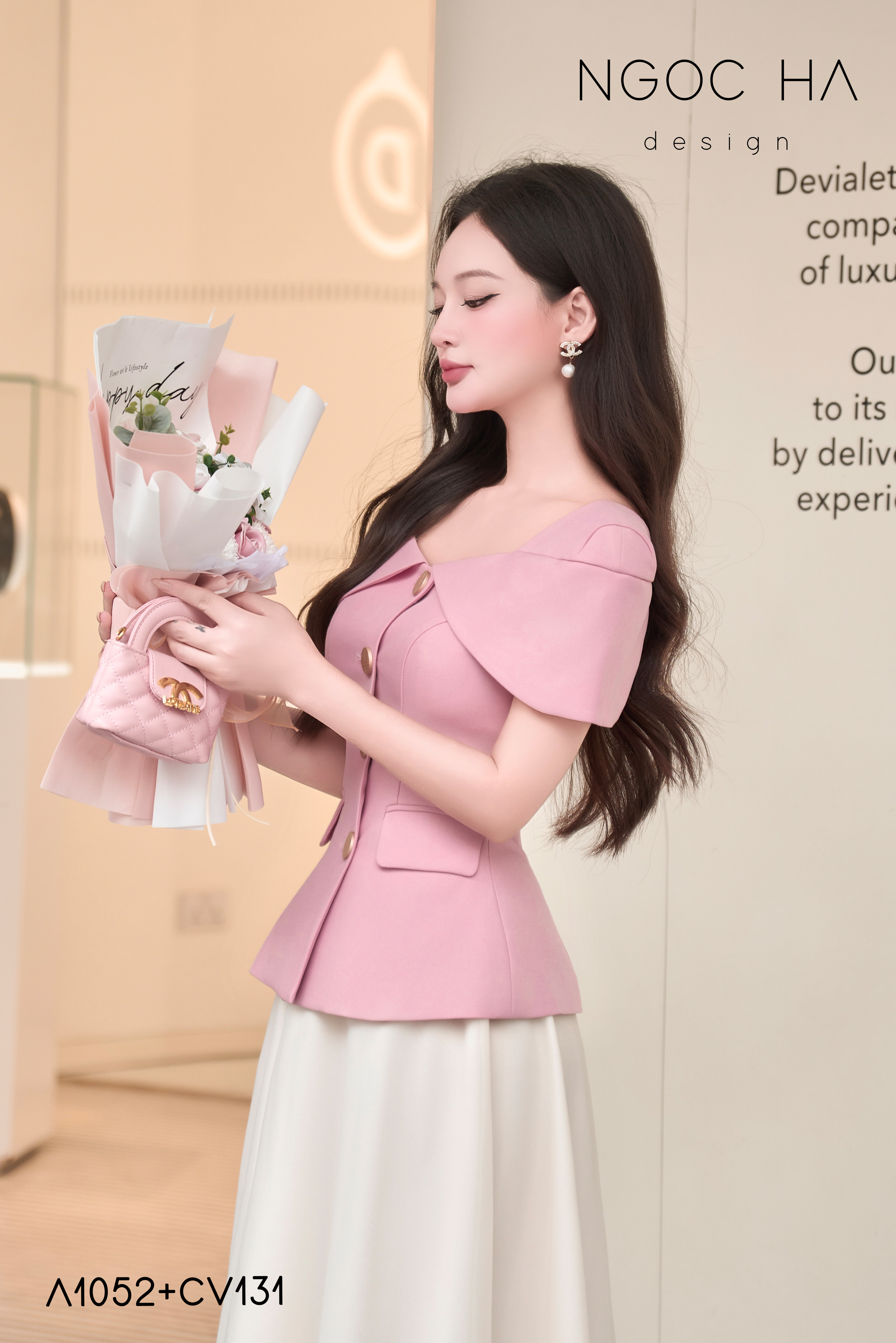 Diana Top_ Áo Vest Choàng Vai Đính Cúc Màu Hồng A1052_thumbnail_2