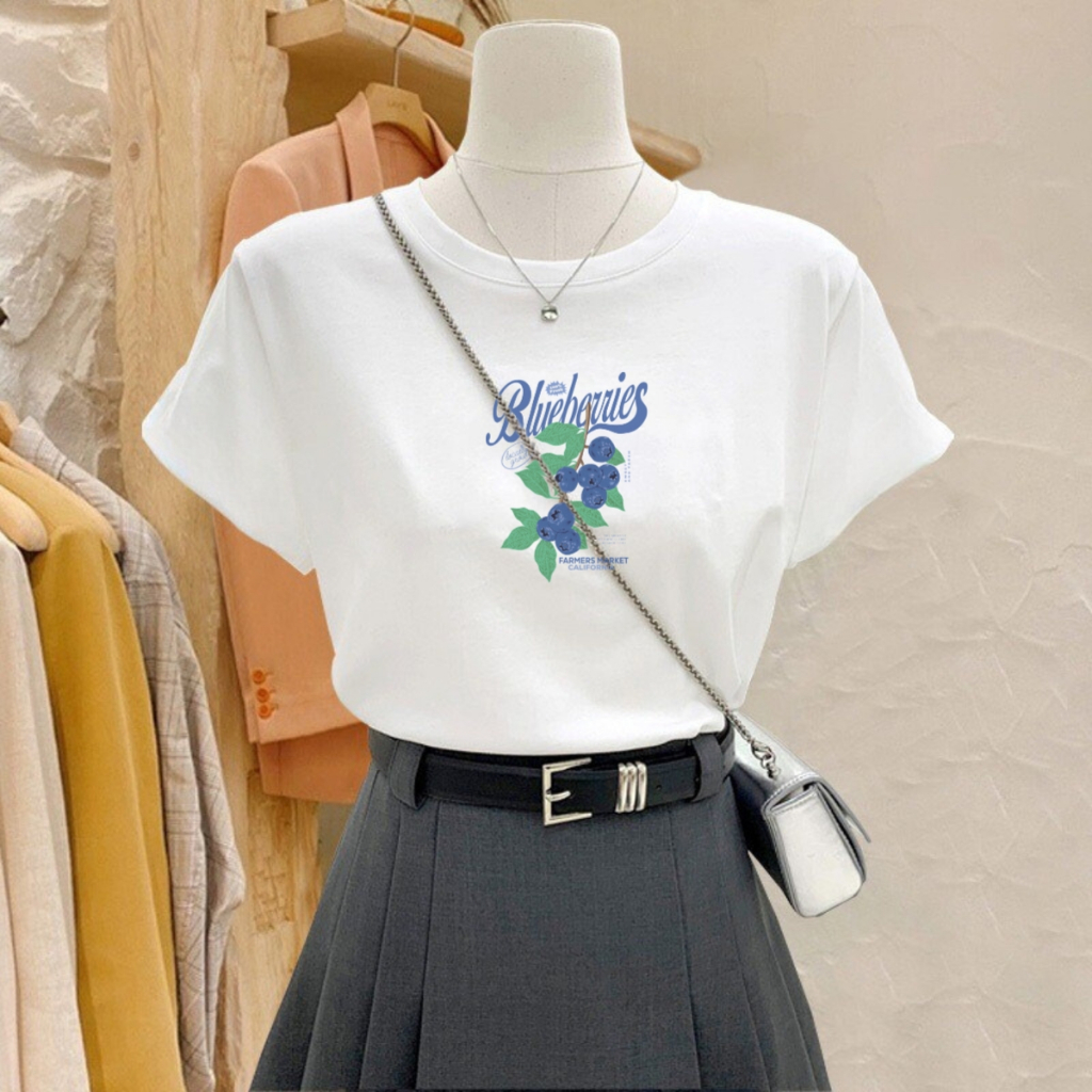 [Form Vừa] Áo phông nữ LOZA màu trắng BST Hoa quả Summer 2025  chất liệu thun cotton 4 chiều mát mẻ - Mã G0406_thumbnail_8