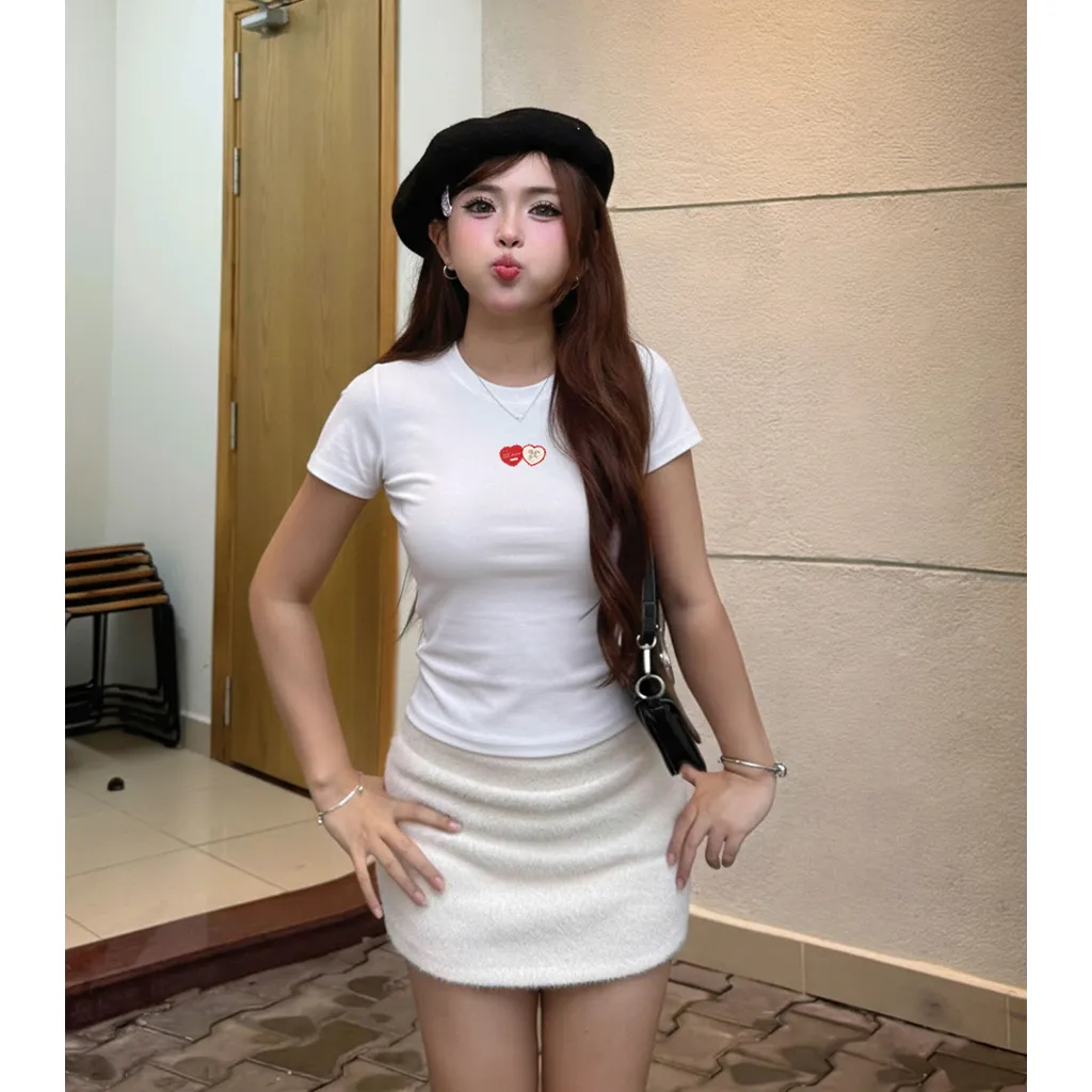 Áo baby tee nữ basic hình tim dễ thương Beezy vải visco thoáng mát tôn dáng 3024_thumbnail_5