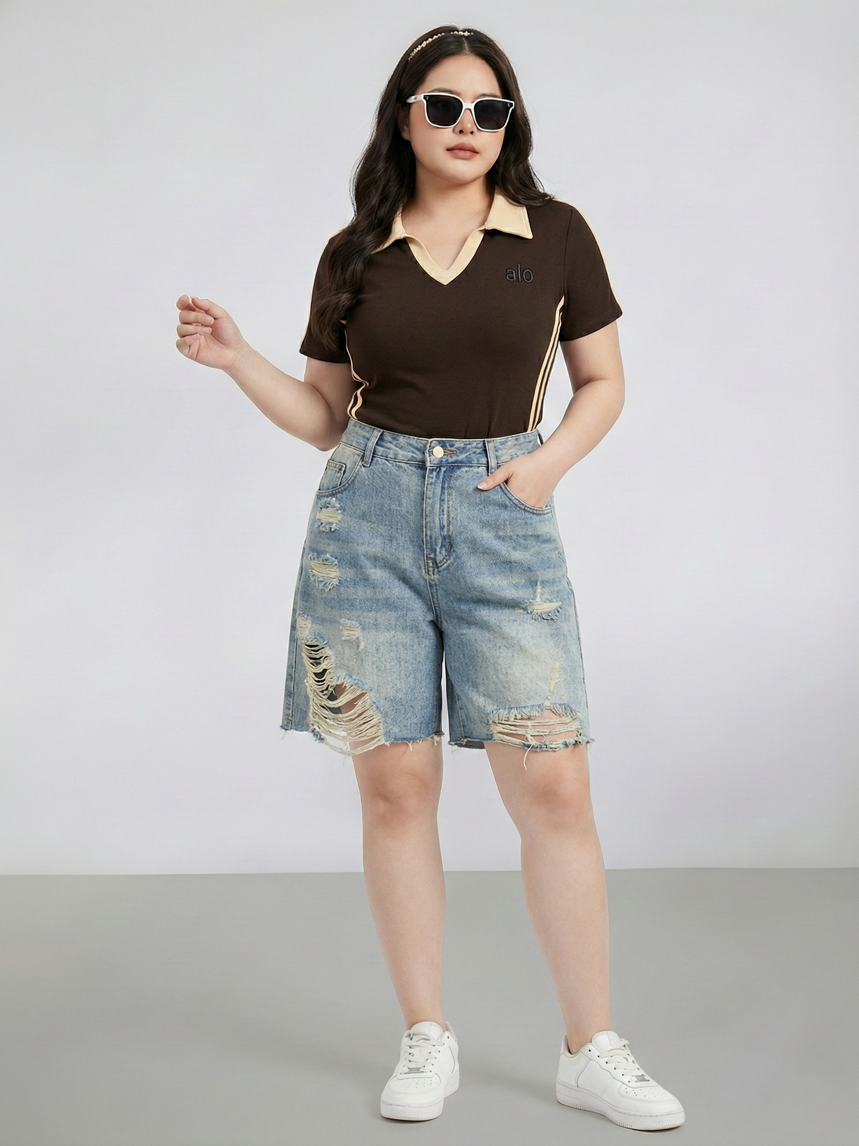 Quần jean ngố rách kiểu bigsize QSJ4012 dành cho nàng béo mập từ 55-90kg