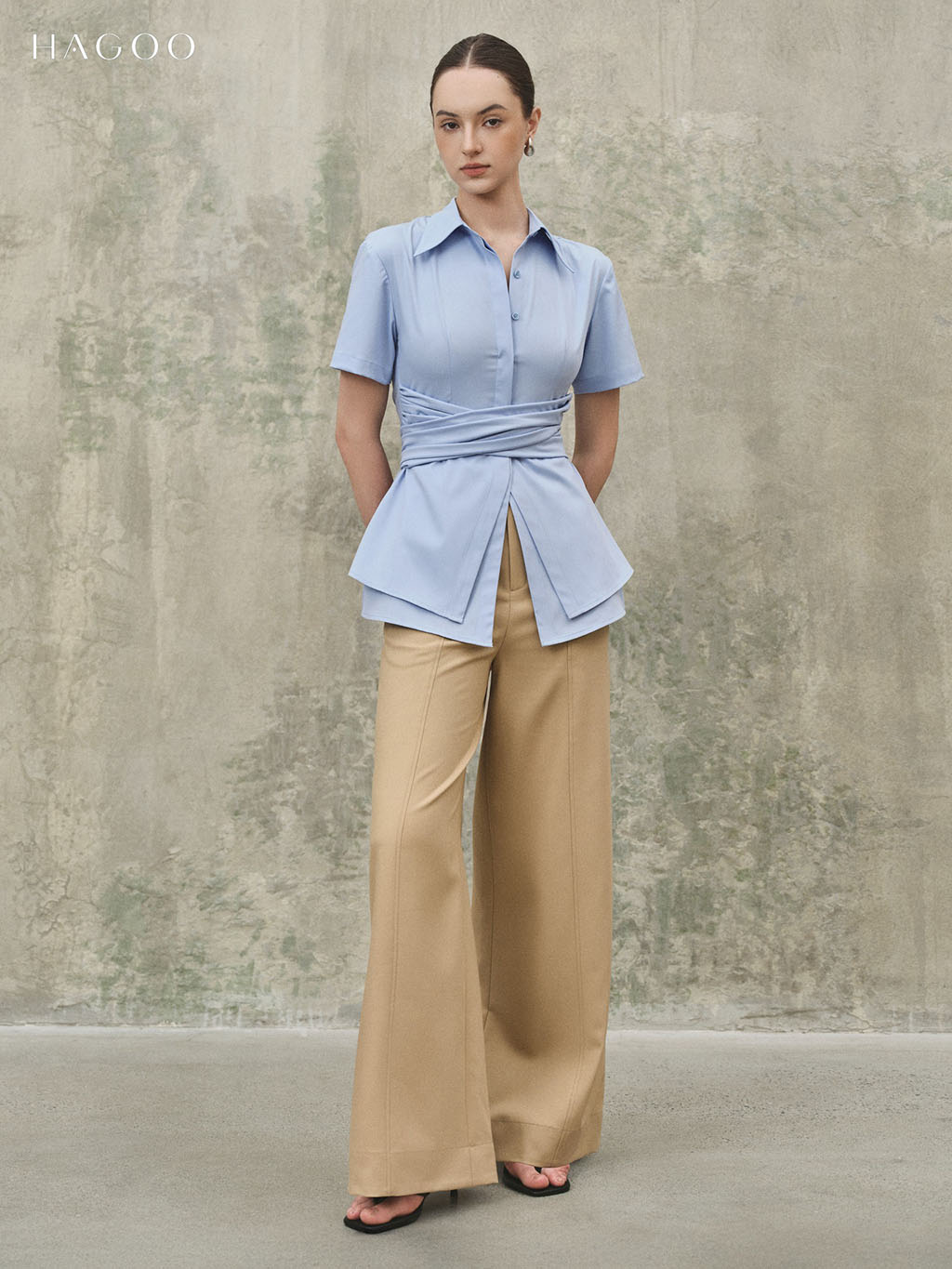 Quần suông đỉa liền thân phối đáp quần HAGOO_thumbnail_2