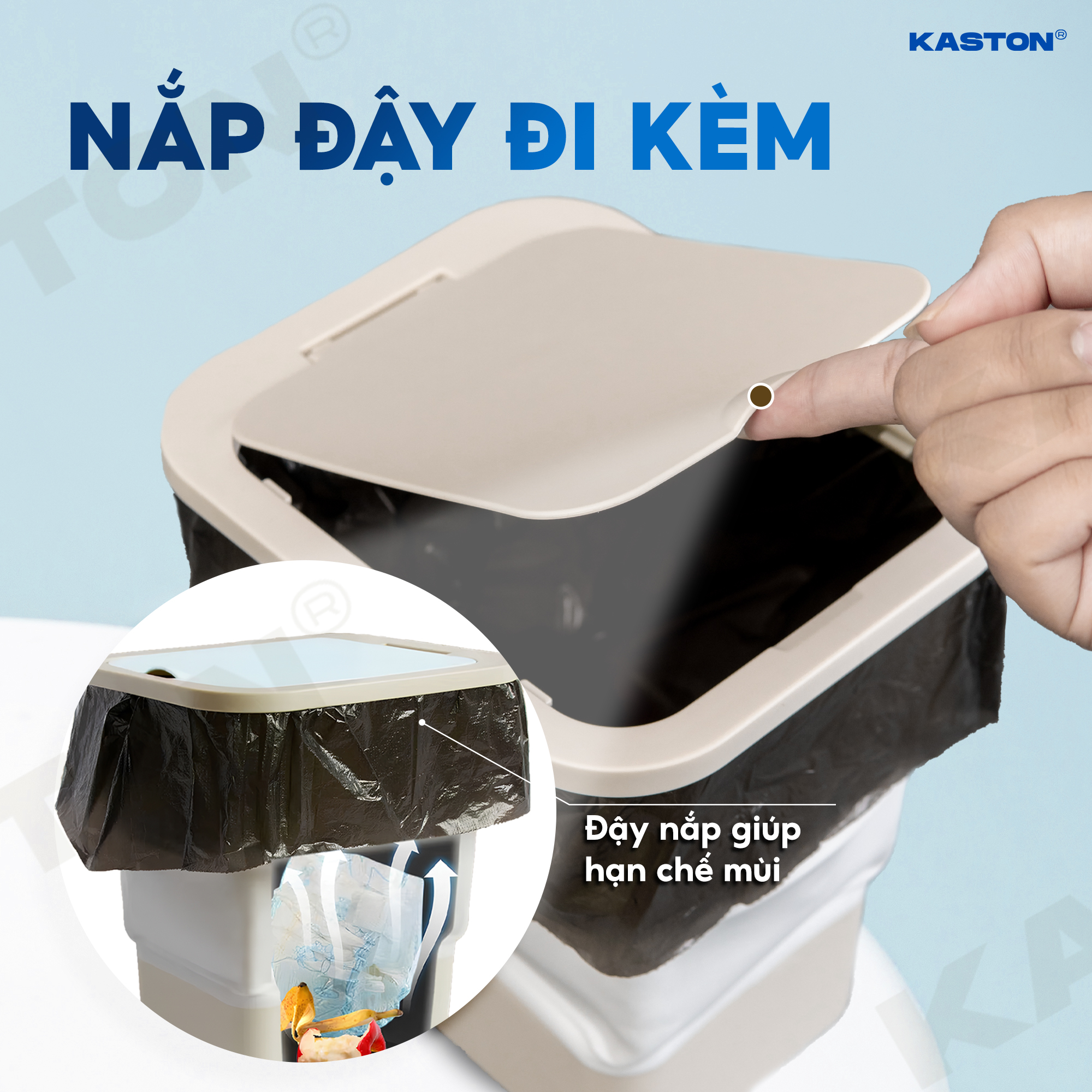 Thùng đựng rác gấp gọn Kaston - Có nắp đậy tiện lợi, chống thấm nước_thumbnail_3