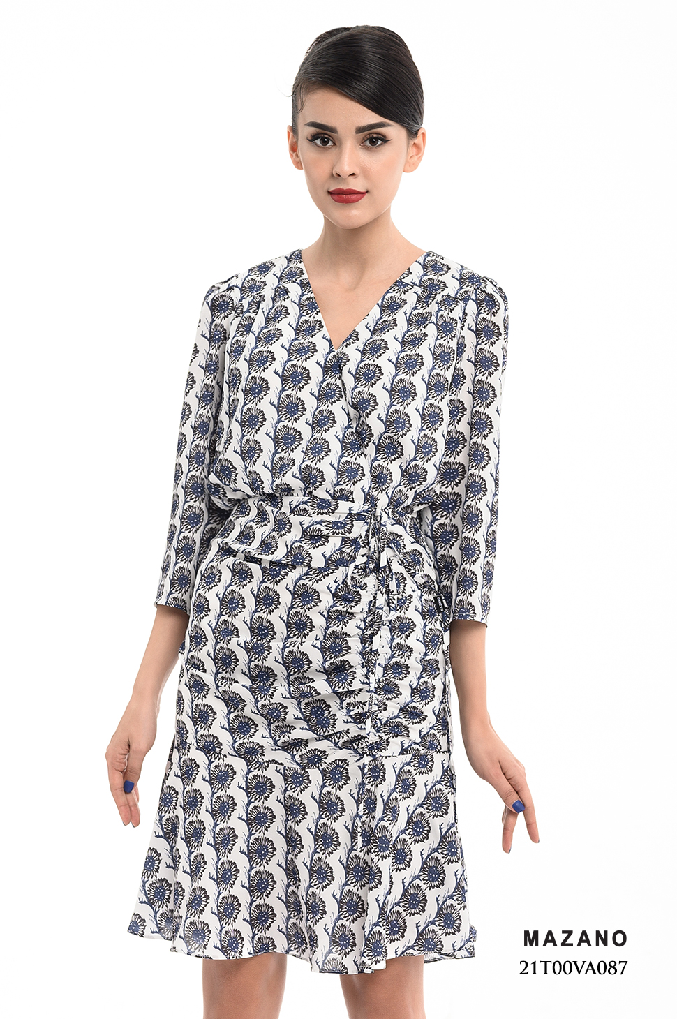 Đầm họa tiết xếp ly rút dây eo_thumbnail_0