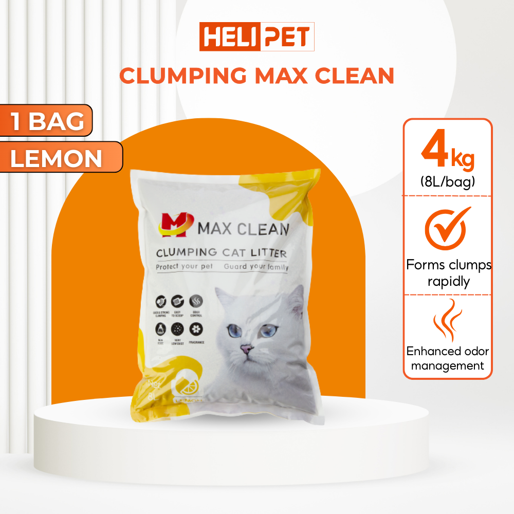 Max Clean Clay Cat Litter - Lemon Scent - Super Clumping, Low Dust