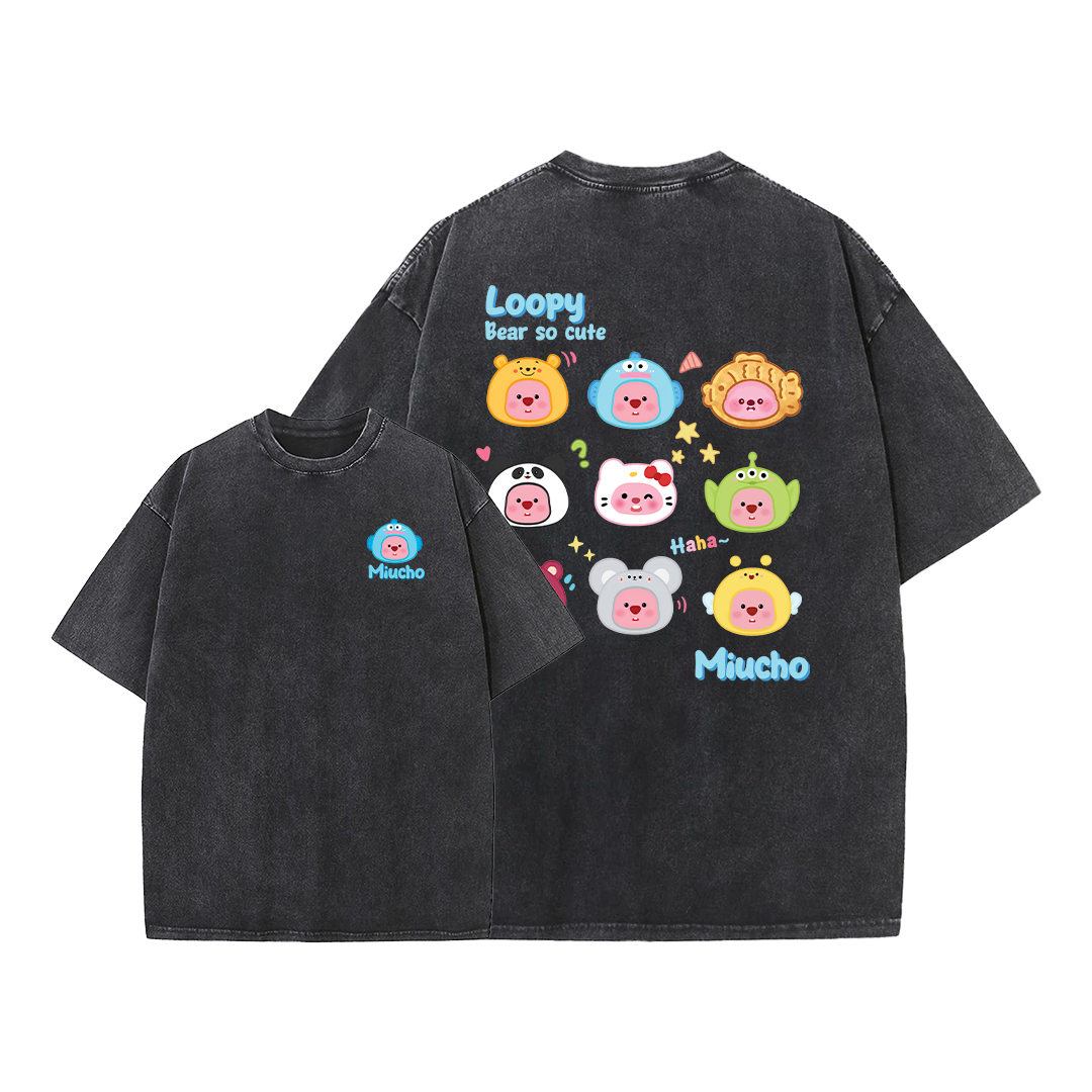 Áo thun Loopy Hải Ly form rộng ATD652 Miucho cotton cổ tròn in artwork_thumbnail_18