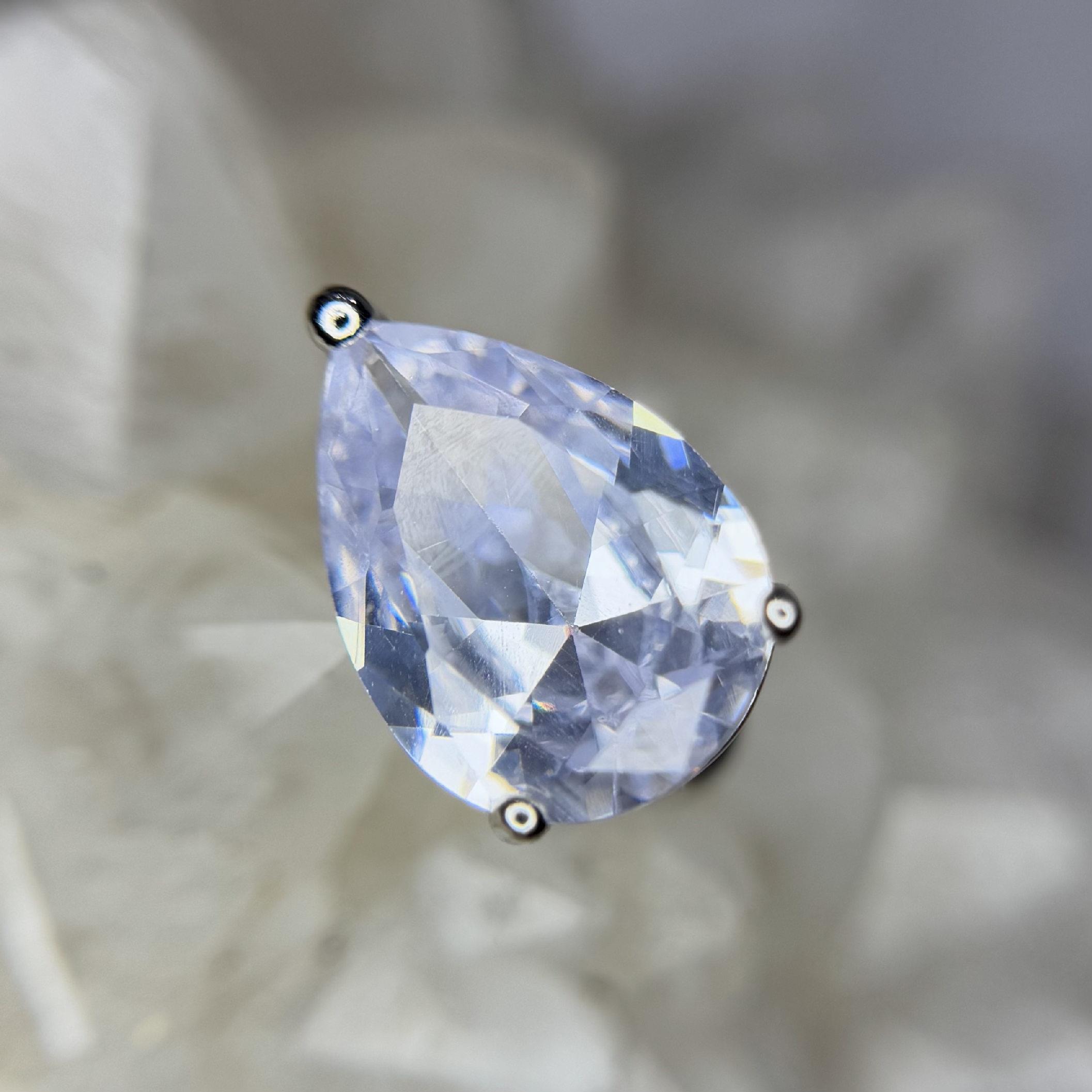 rốn bạc xi bạch kim kim cương giọt nước to đeo ngược