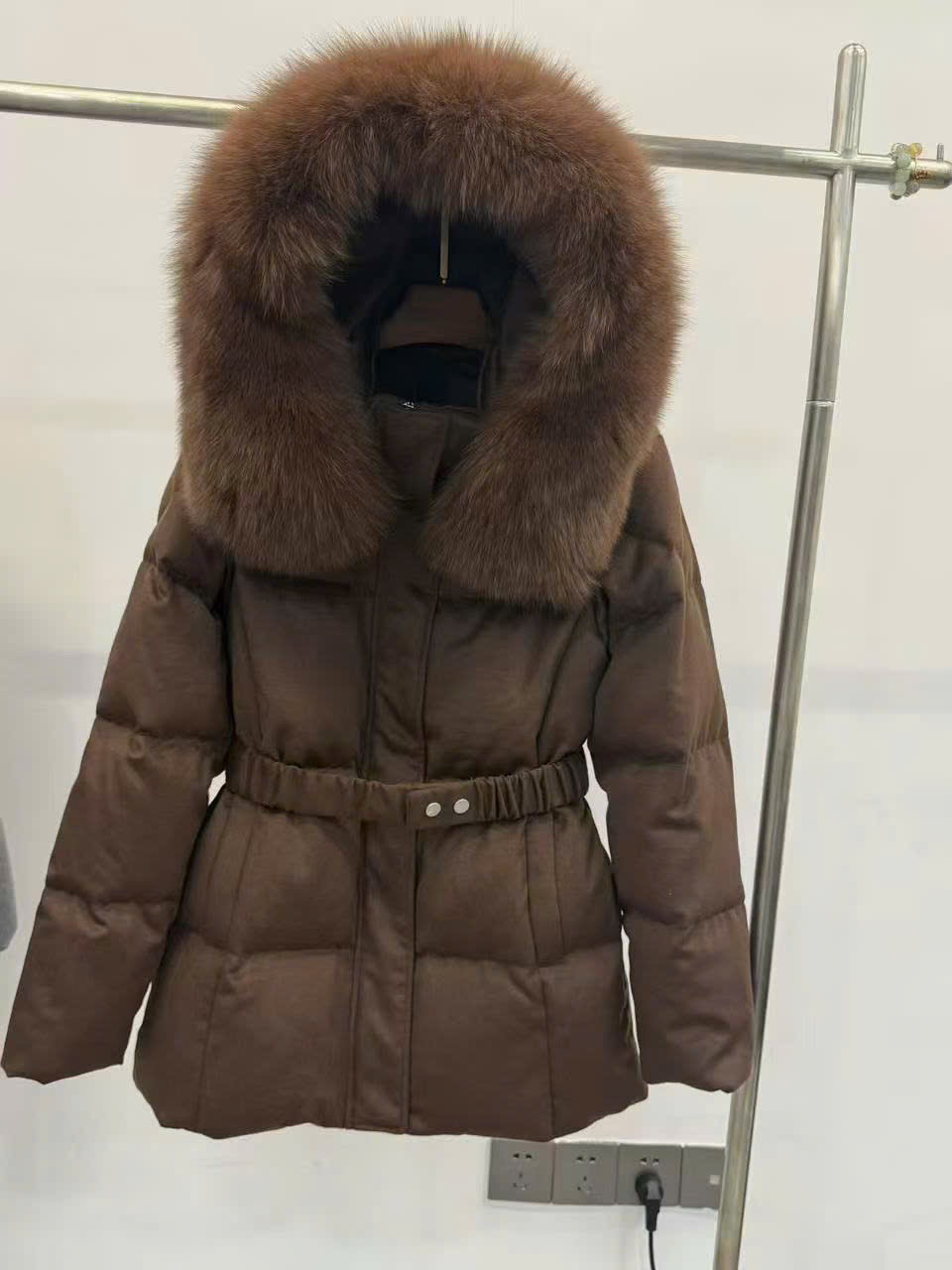 Áo phao cổ lông đai - V95