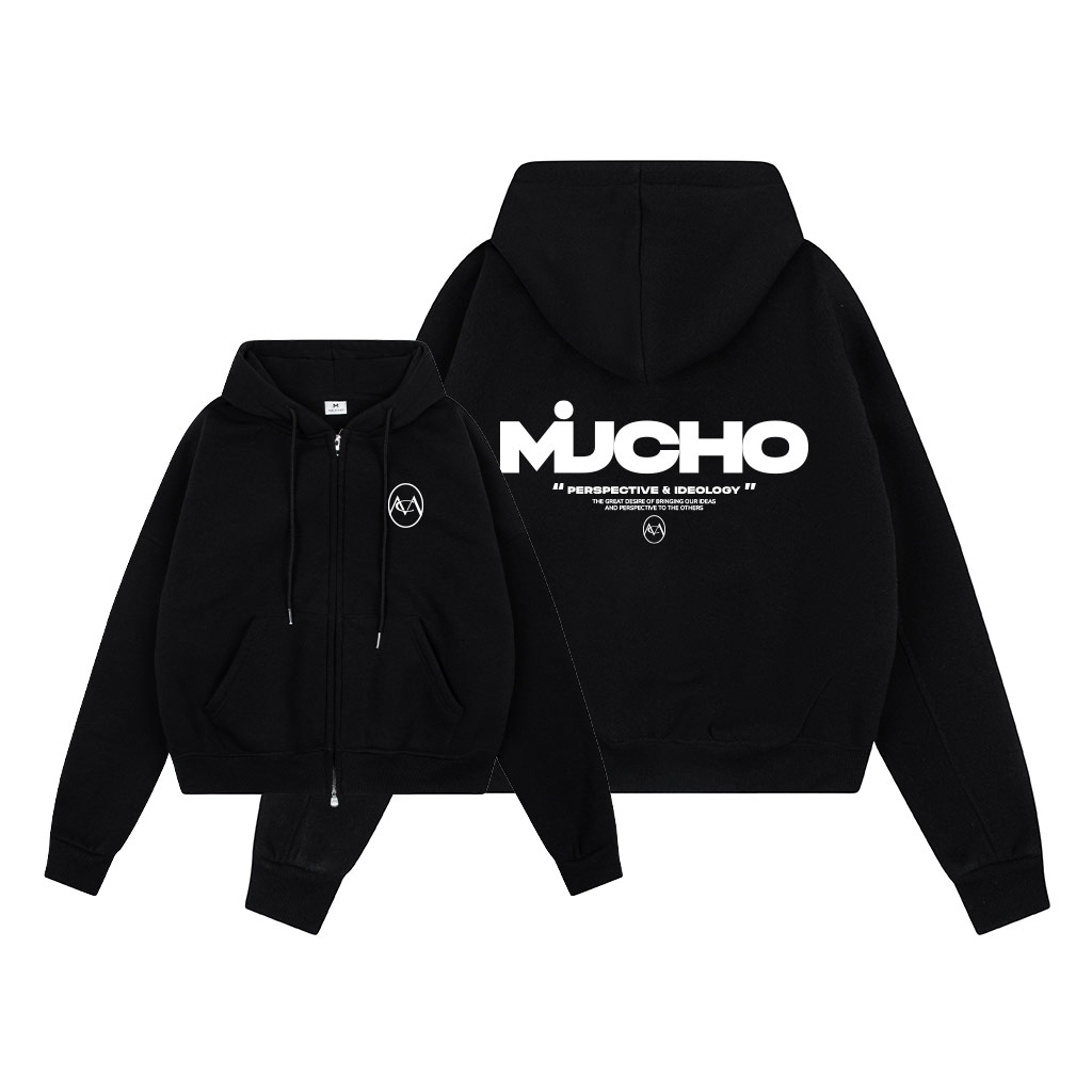 Áo hoodie zip form boxy local brand vải nỉ bông dày dặn khóa kéo HXD1593 Miucho in typography_thumbnail_2