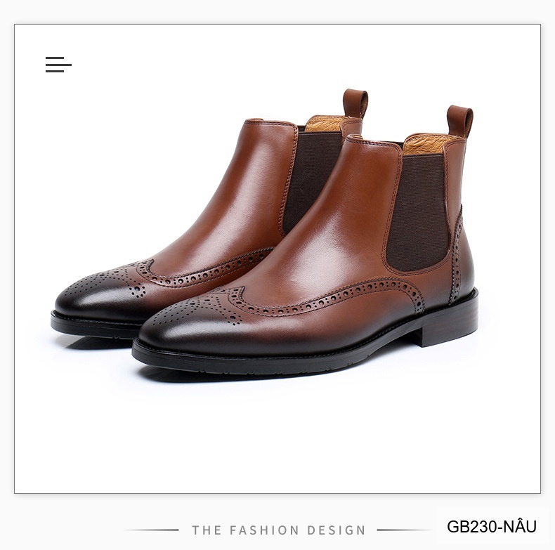 GB230 - Bốt Chelsea Nam Da Bò Phong Cách Anh Quốc Đế Cao 3-5cm_thumbnail_15