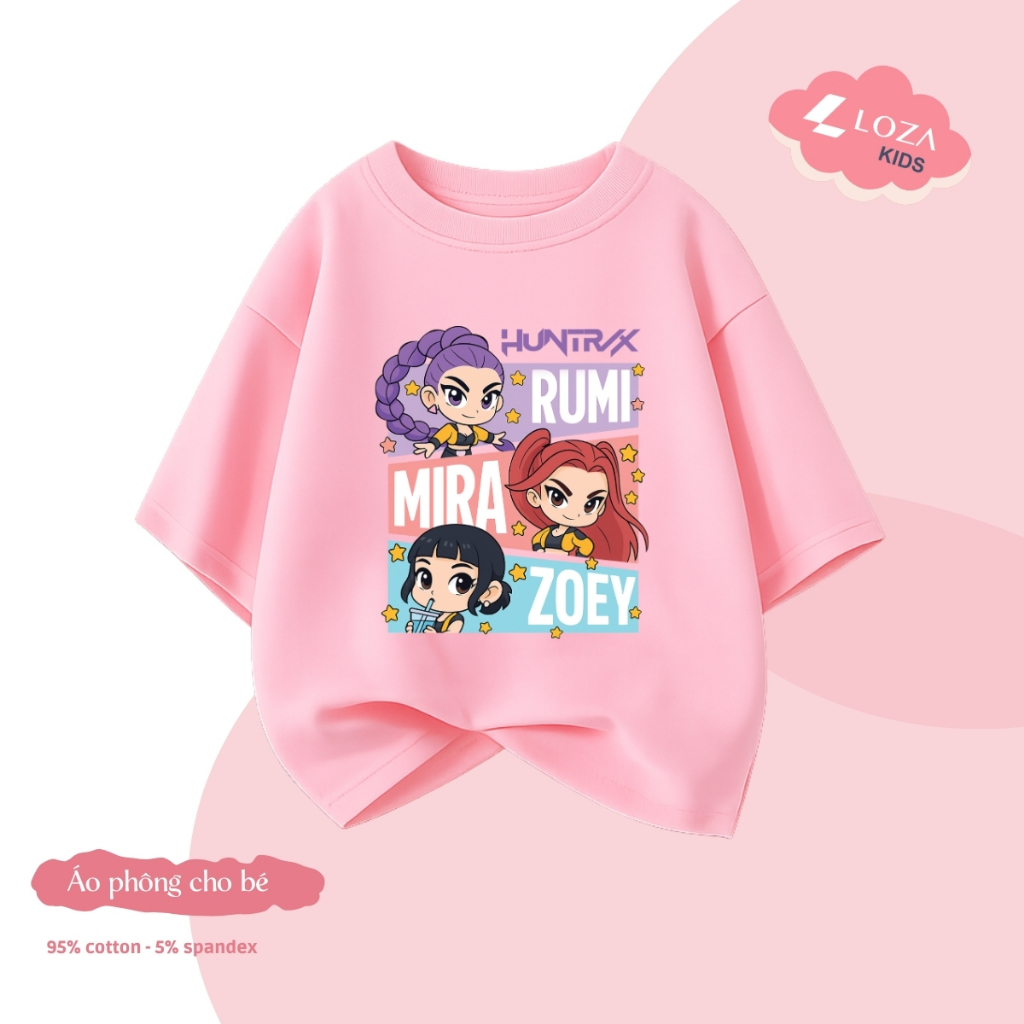 Áo phông bé gái hình nhóm nhạc Huntrix Rumi, Zoe, Mira - Loza Kids AT019_thumbnail_3