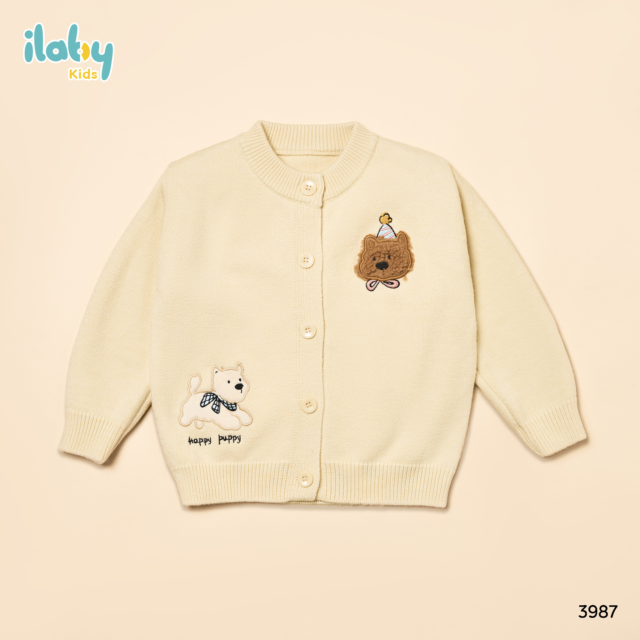 Áo khoác len thêu thân trước