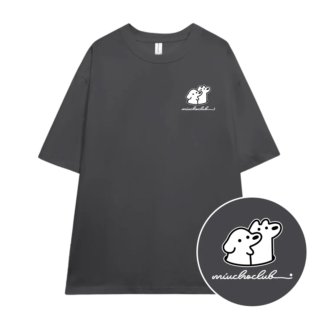 Áo thun unisex form rộng Miucho vải cotton thoáng mát tay ngắn cổ tròn 2 chú cún đáng yêu 2666