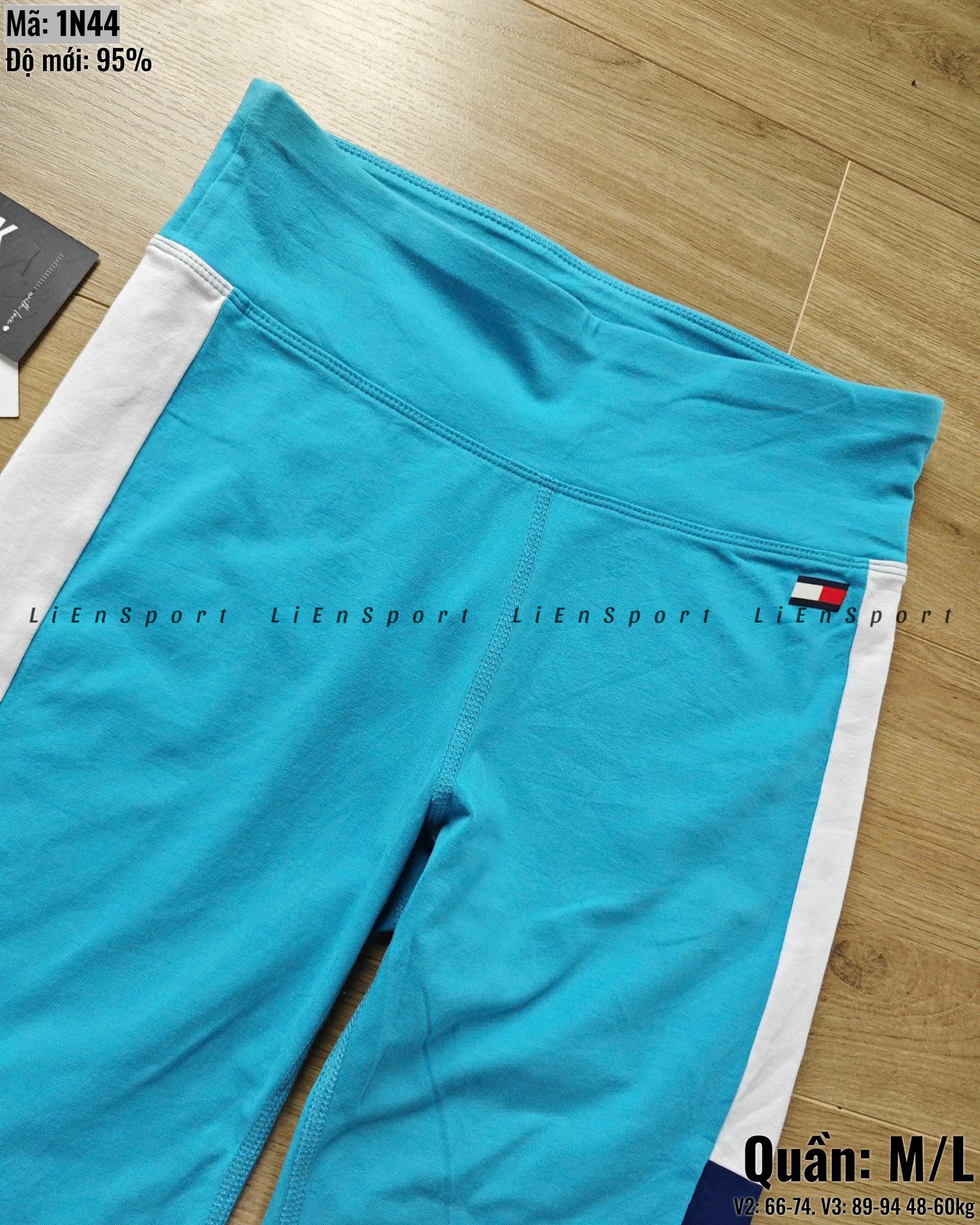 Tommy Hilfiger Quần short thể thao Nữ Size M Xanh ngọc trắng navy Auth 2nd Dáng ôm Cạp cao Color block sọc dọc Thun co giãn Thoáng khí Phù hợp tập gym yoga chạy bộ Mã:1N44_thumbnail_7