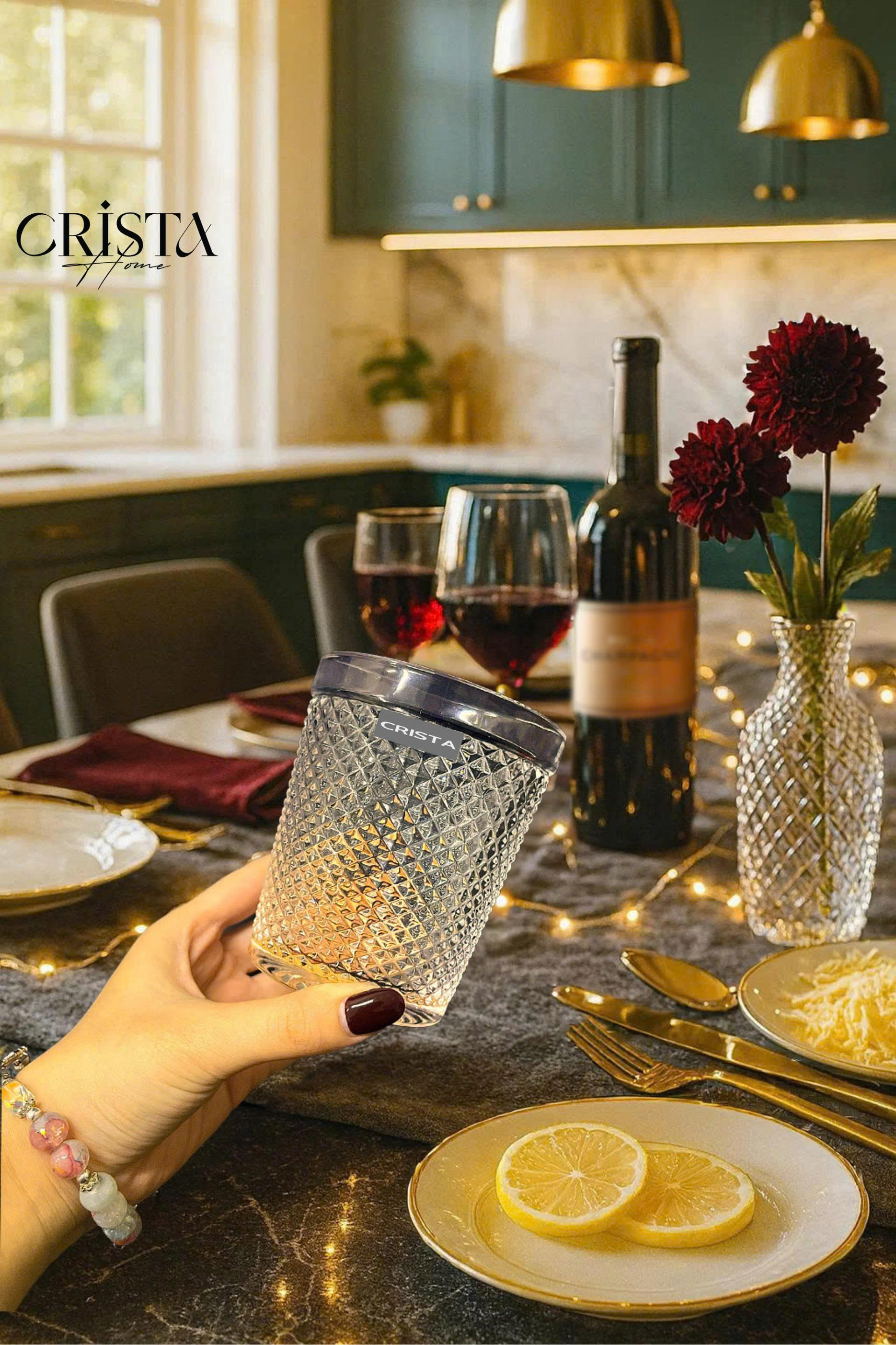 Bộ 4 cốc thủy tinh CRISTA HOME  vân kim cương 300ml_thumbnail_2