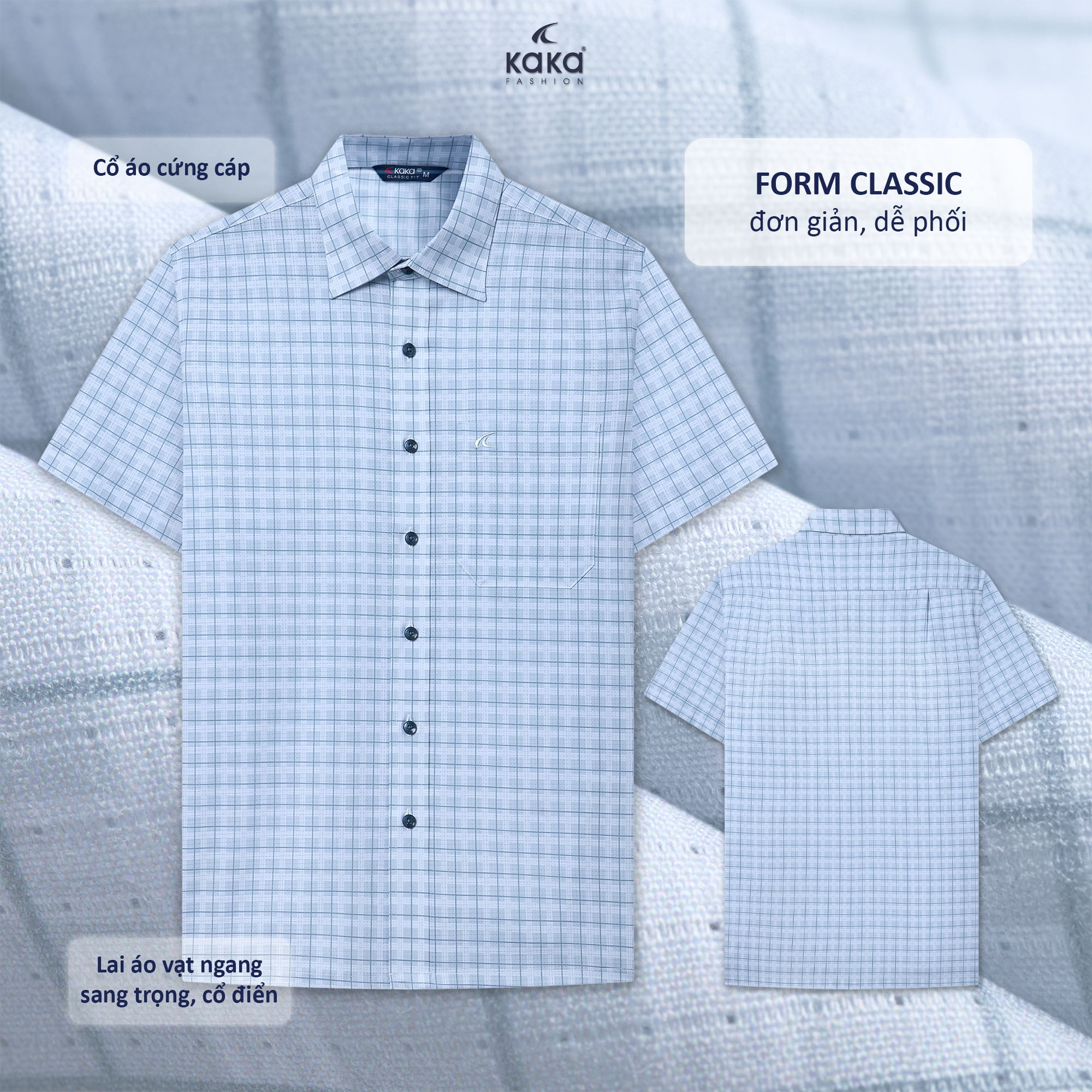 Áo Sơ Mi Kaka Họa Tiết Sọc Có Túi