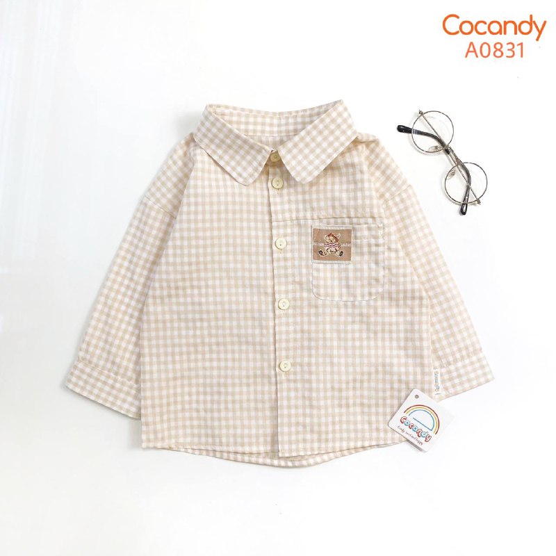 Áo dài BE caro túi phối thêu gấu_thumbnail_0