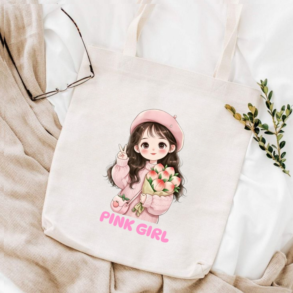 Túi tote in hình Cô gái - Túi vải canvas kích thước 33x37cm đựng vừa A4  và laptop - TOTE23_thumbnail_4