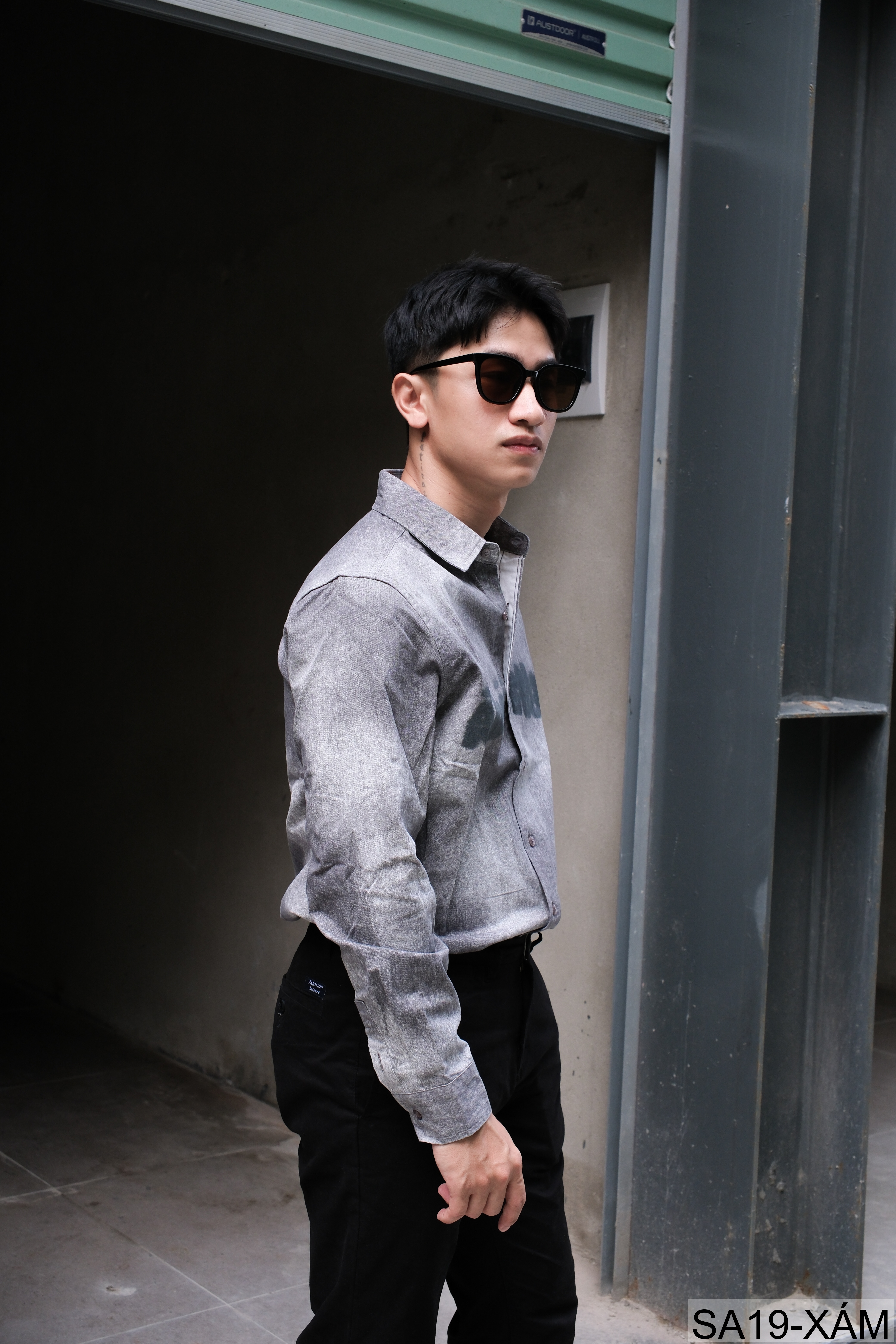 SA19 - Áo sơ mi nam dáng rộng phong cách streetwear, họa tiết in chữ, chất cotton mềm mại_thumbnail_2