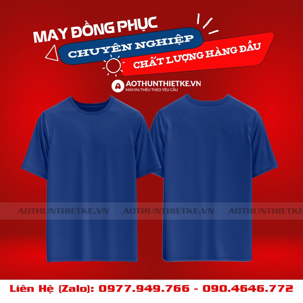 Áo Đồng Phục Cổ Tròn Xanh Bích