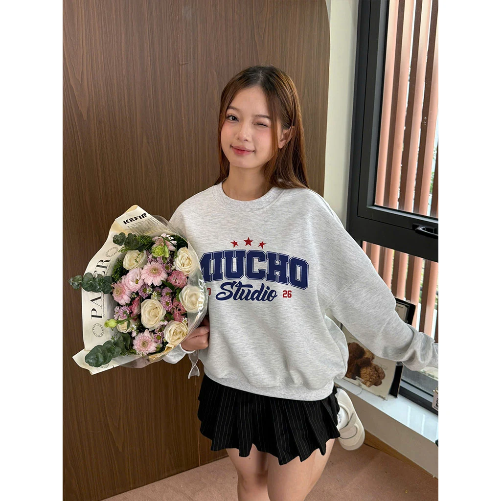 Áo Sweater boxy nam nữ Miucho nỉ 2 da thoáng mát tay dài cổ tròn basic 2952_thumbnail_3