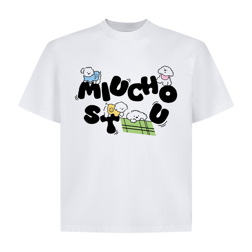 Áo thun form boxy cún yêu cute 2624 Miucho vải cotton thoáng mát dễ phối đi chơi đi học