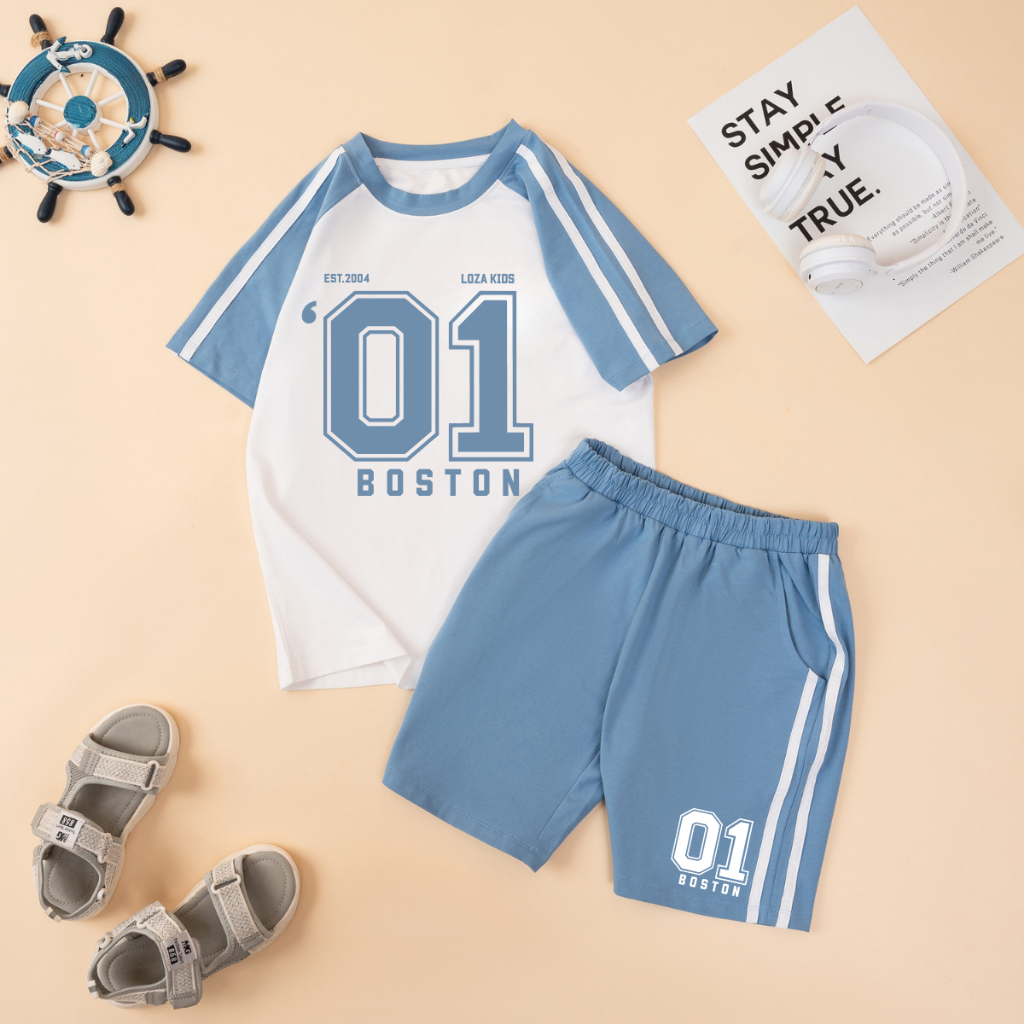 Set bộ bé trai, bé gái phối viền hình BOSTON - Loza Kids BF610_thumbnail_3