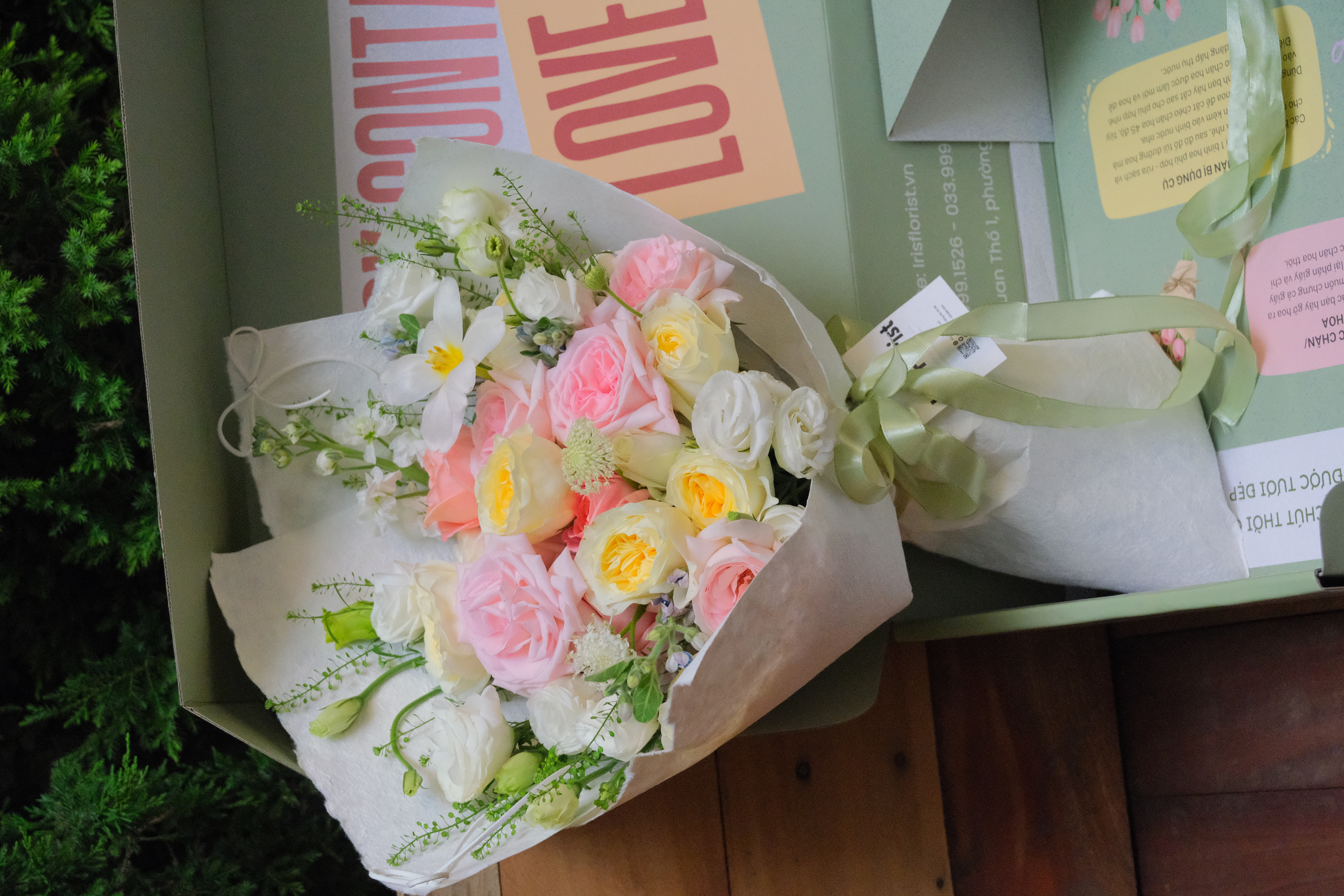 FS BOX - Bó hoa size M (tone hồng vàng) - Set kèm hộp_thumbnail_2