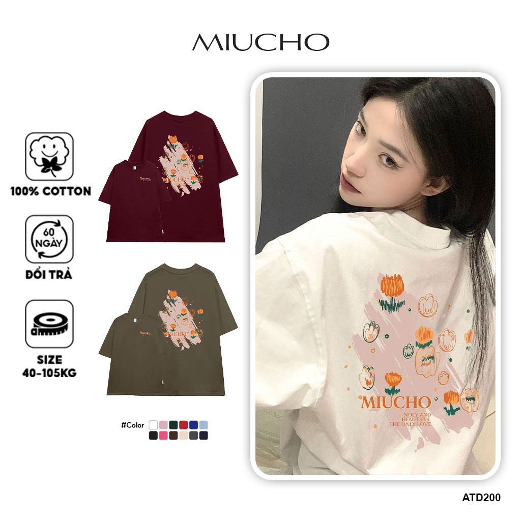 Áo thun nữ form rộng ATD200 Miucho chất vải cotton in Artwork