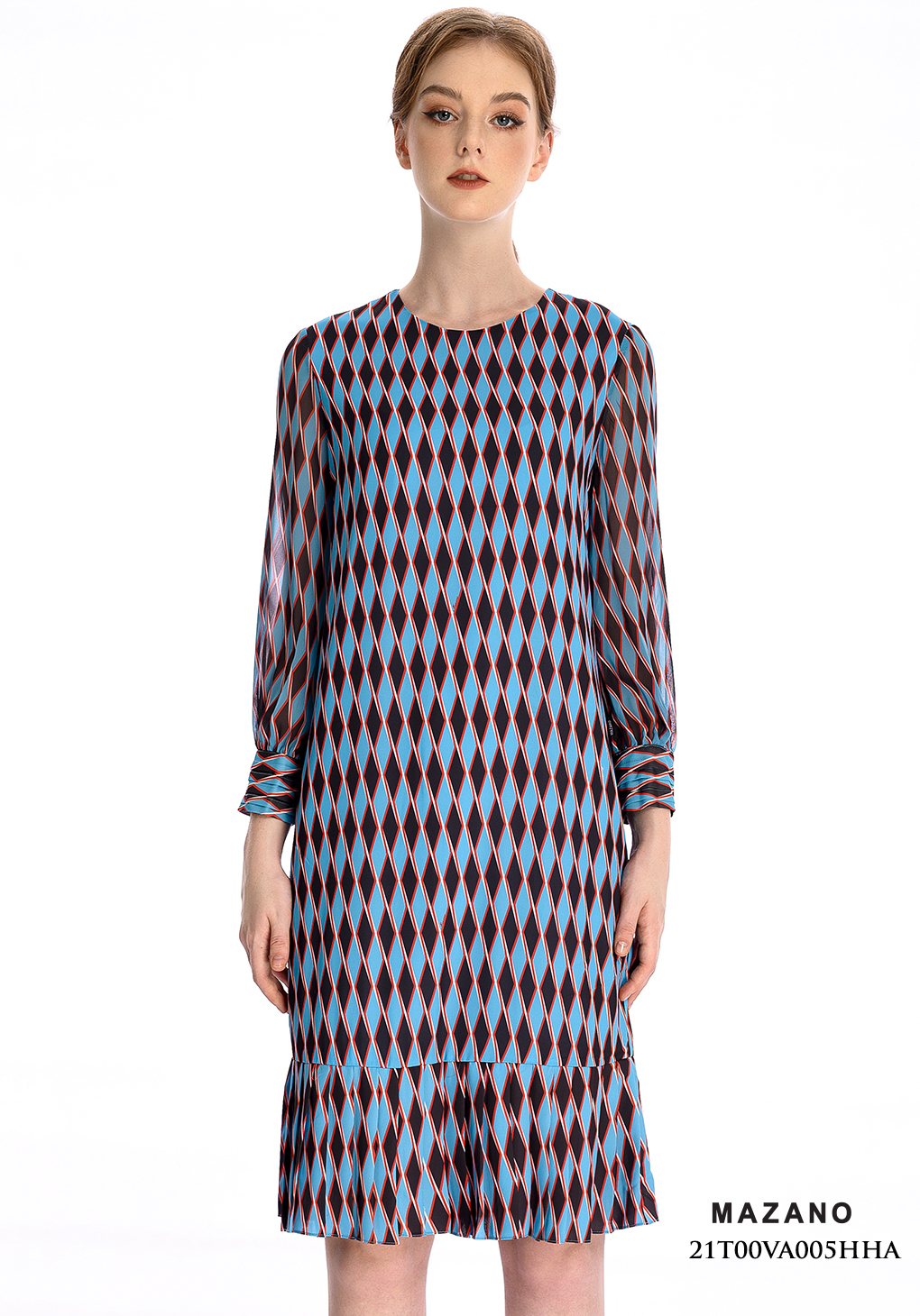 Đầm xanh họa tiết chân dập ly 21T00VA005HHA