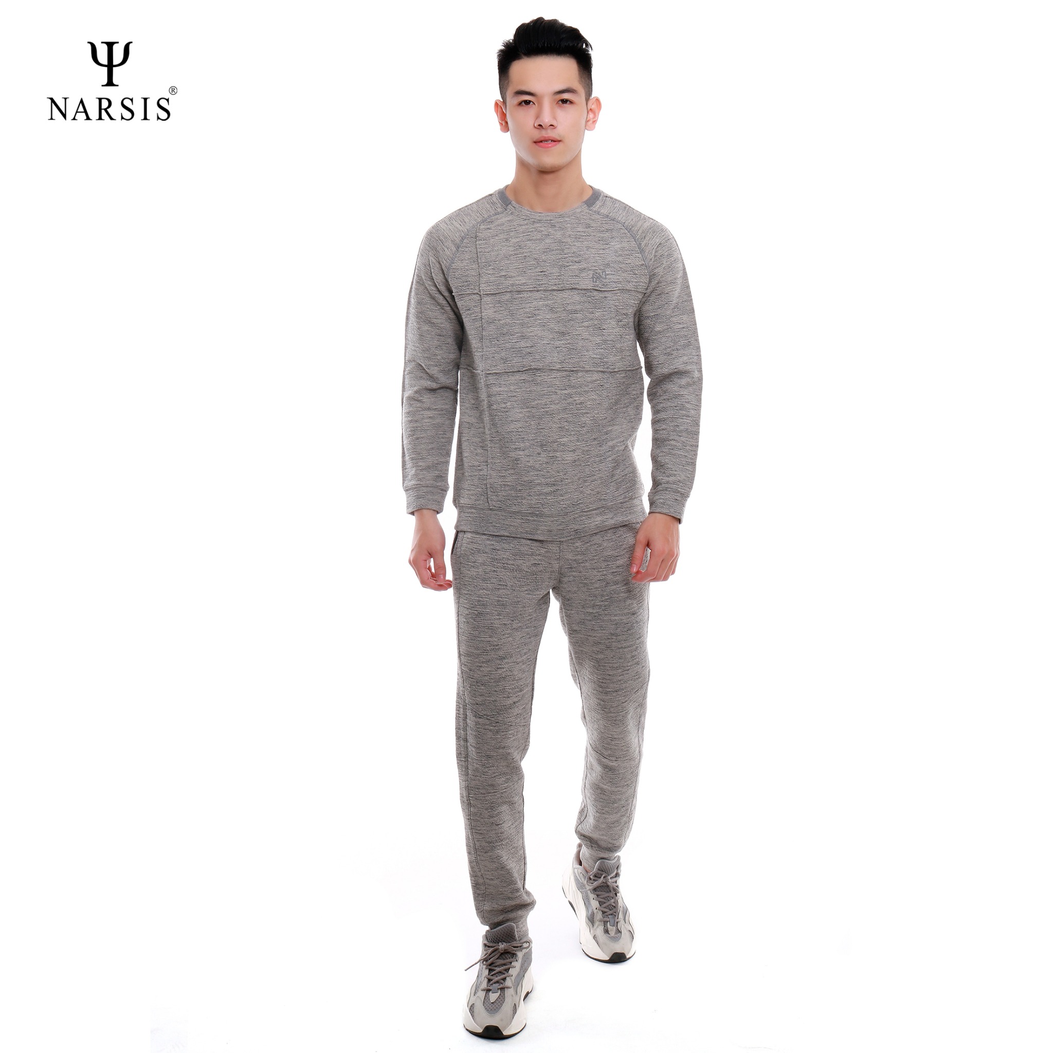 BỘ NAM THU ĐÔNG NARSIS  MÀU GHI E8019 NARSIS CHẤT LIỆU THOÁNG MÁT, DỄ CHỊU, THOẢI MÁI CẢ NGÀY, DỄ..._thumbnail_2