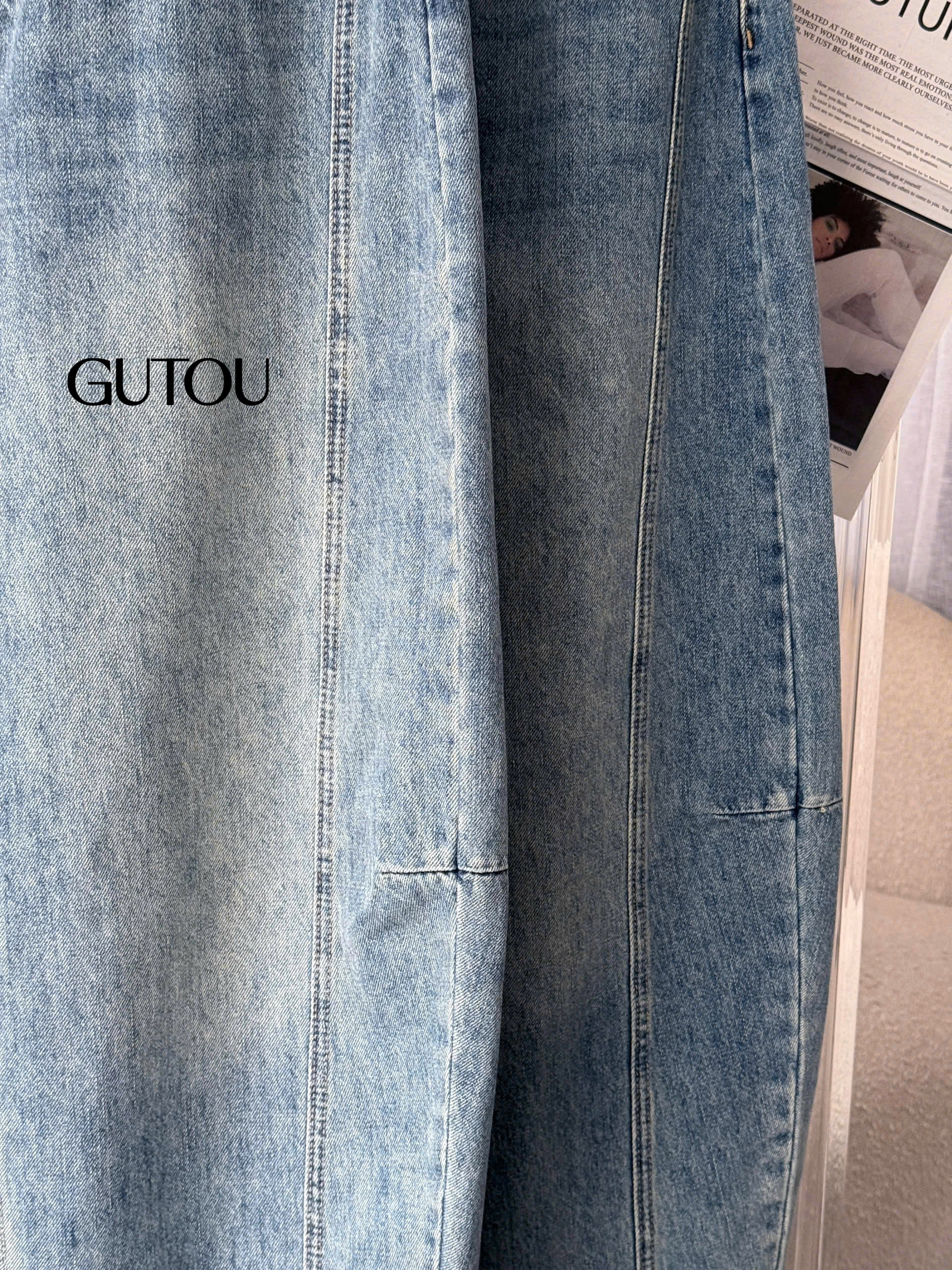 [ GUTOU ] Quần Jean Baggy In Túi Sau Old School_thumbnail_8