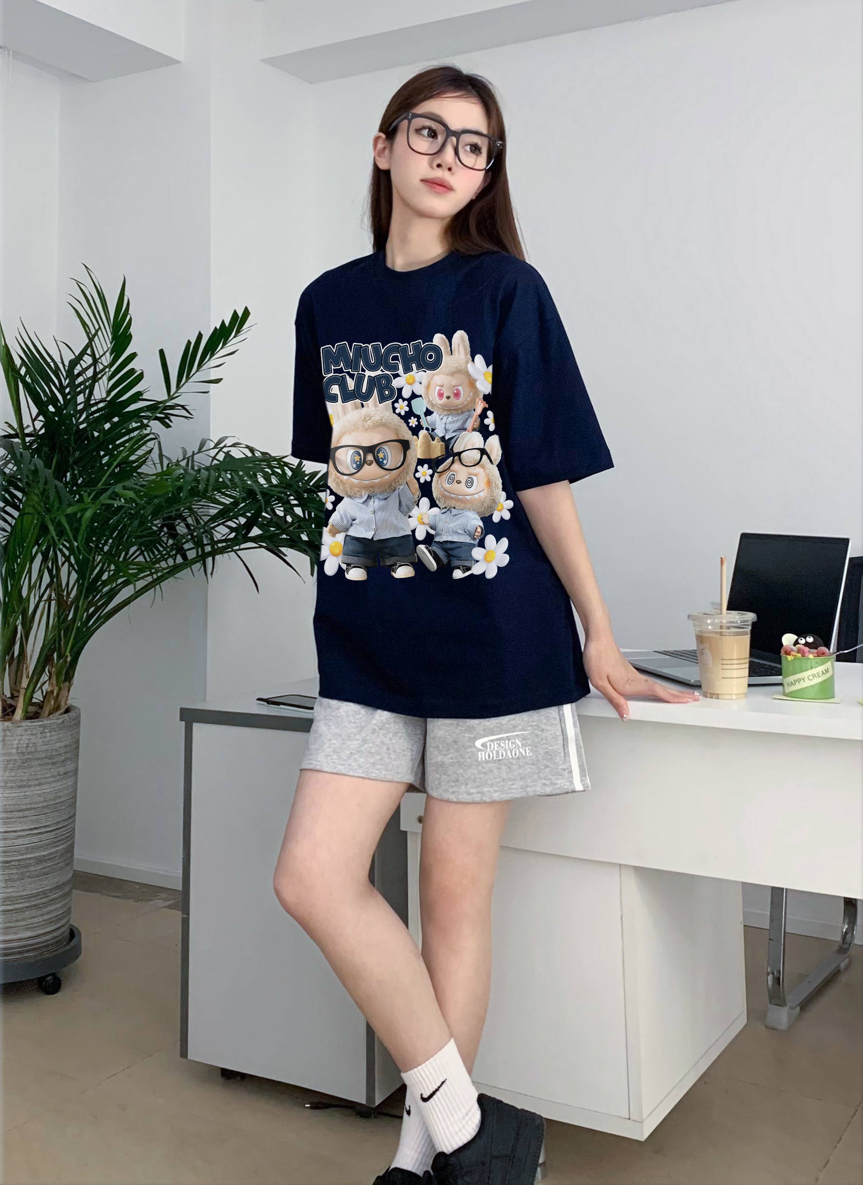 Áo phông labubu form rộng unisex ATD1447 Miucho vải cotton cổ tròn in mix_thumbnail_3