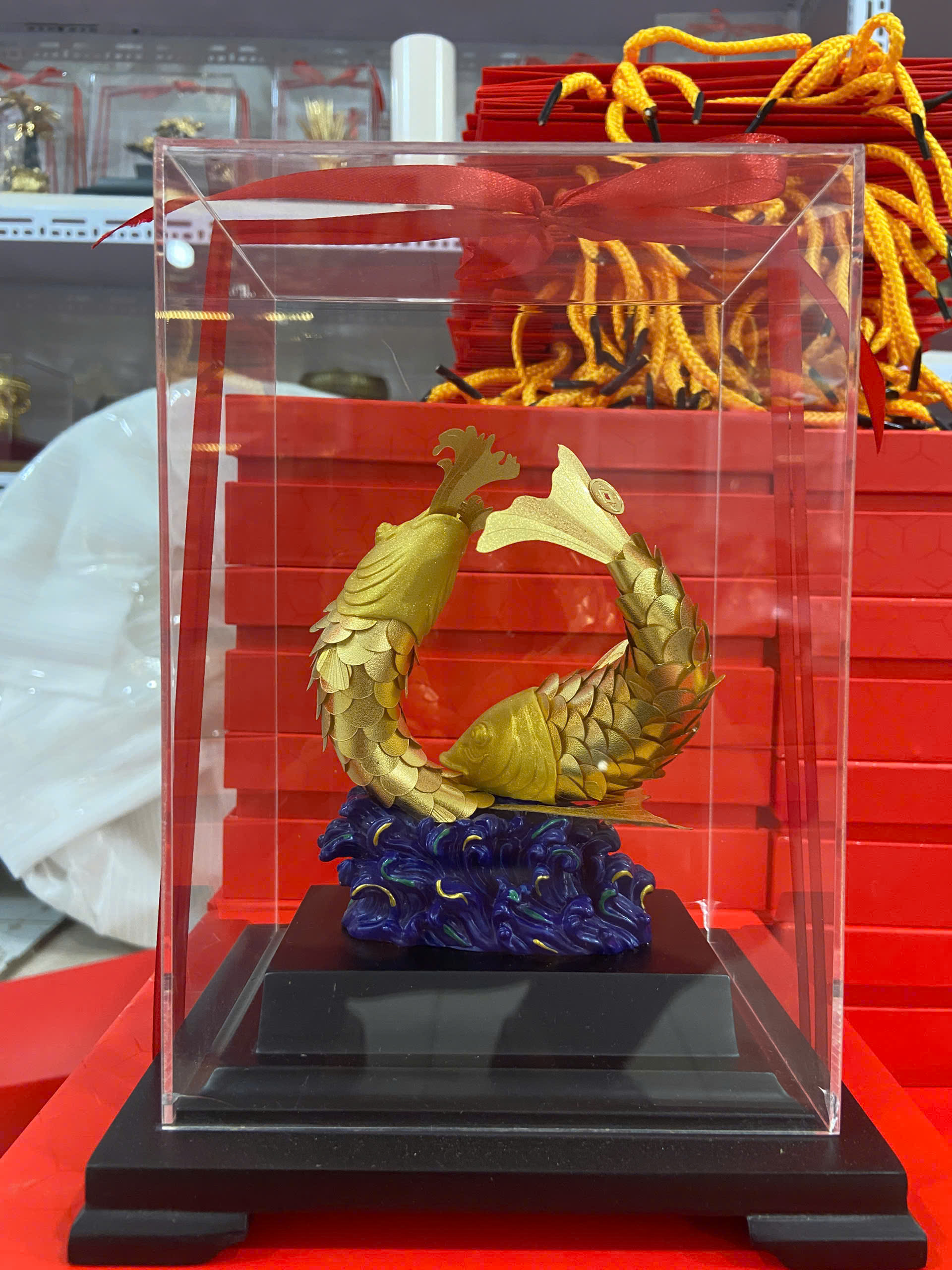 Tượng cá chép song ngư  phong thủy dát vàng 24k _thumbnail_2