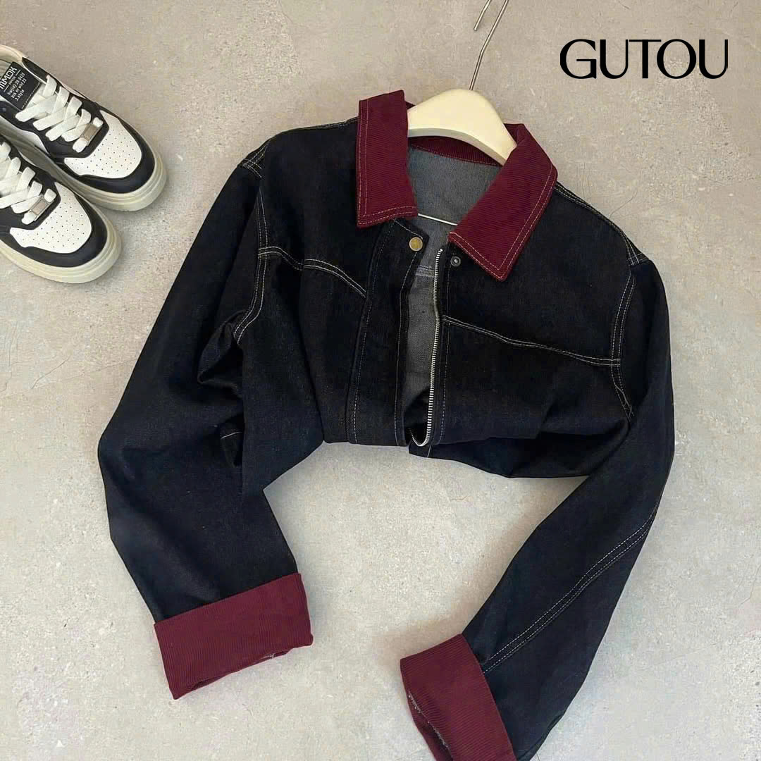 [GUTOU] Áo Khoác Jean Denim Phối Màu Cá Tính_thumbnail_6