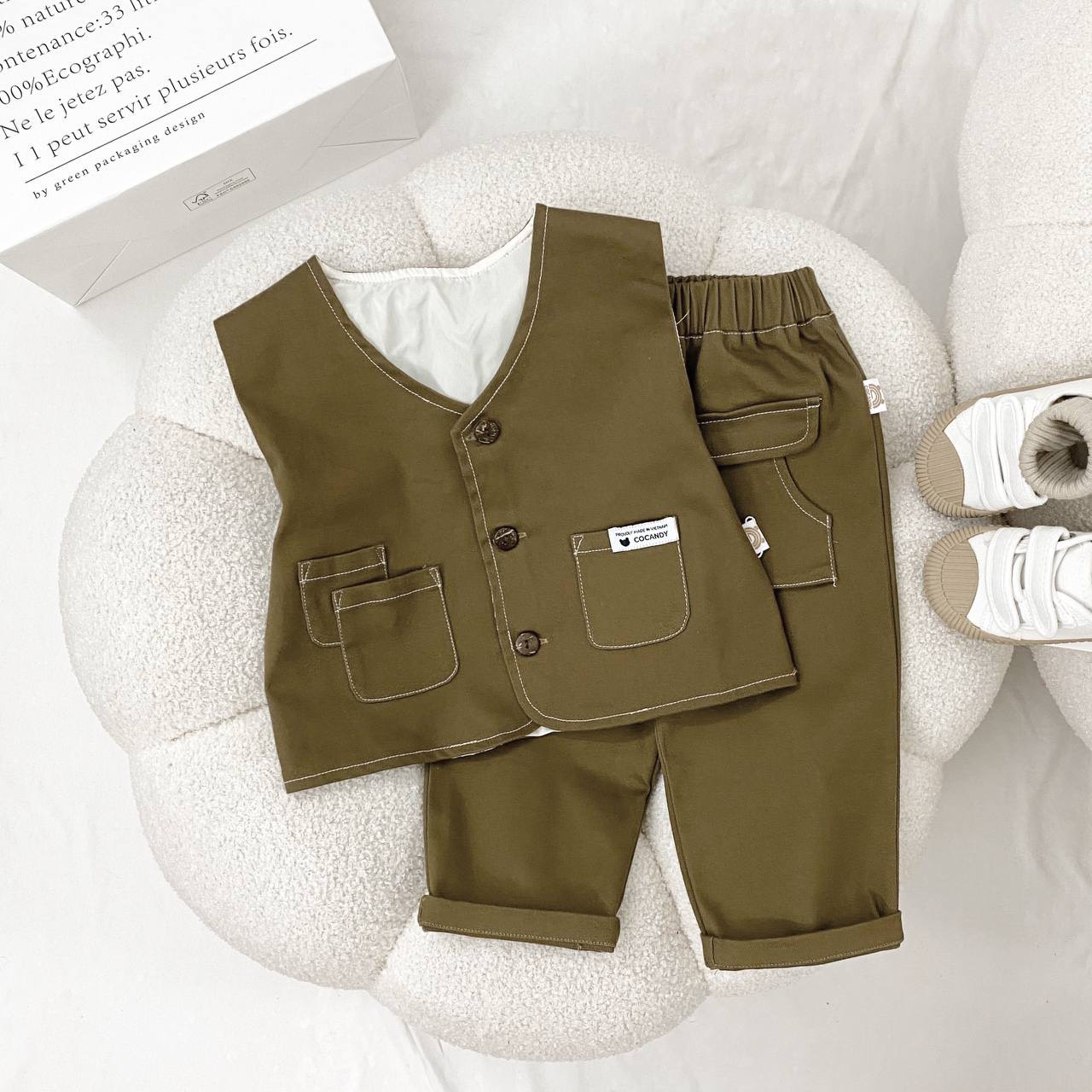 Bộ dài ghile XANH RÊU nhiều túi_thumbnail_0