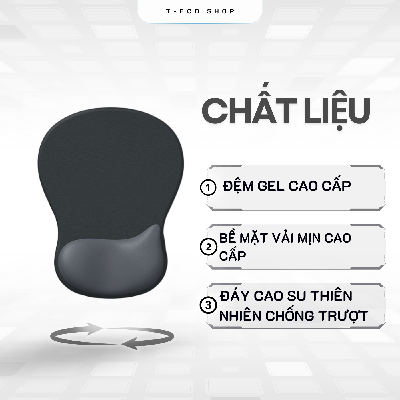 T-ECO SHOP Lót Chuột Kê Tay Công Thái Học – Giảm Đau Cổ Tay, Êm Ái, Chống Trượt_thumbnail_3