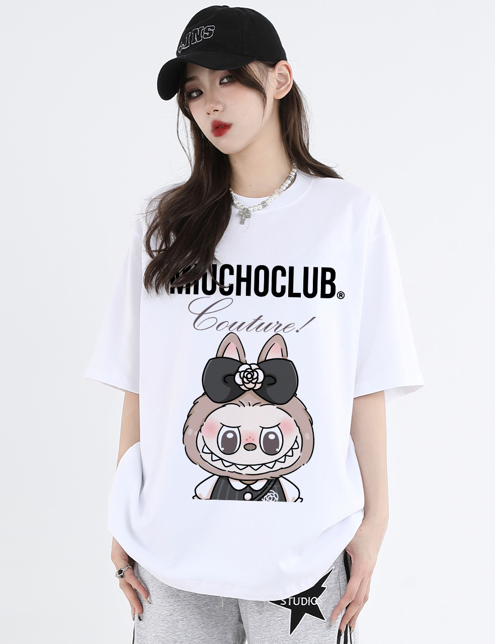 Áo thun labubu form rộng nhiều màu sắc ATD1471 Miucho tay ngắn cổ tròn in mix_thumbnail_5