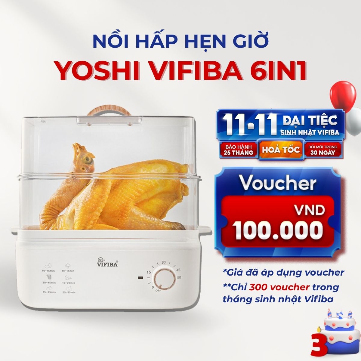 Nồi Hấp Điện Thủy Nhiệt Yoshi Vifiba