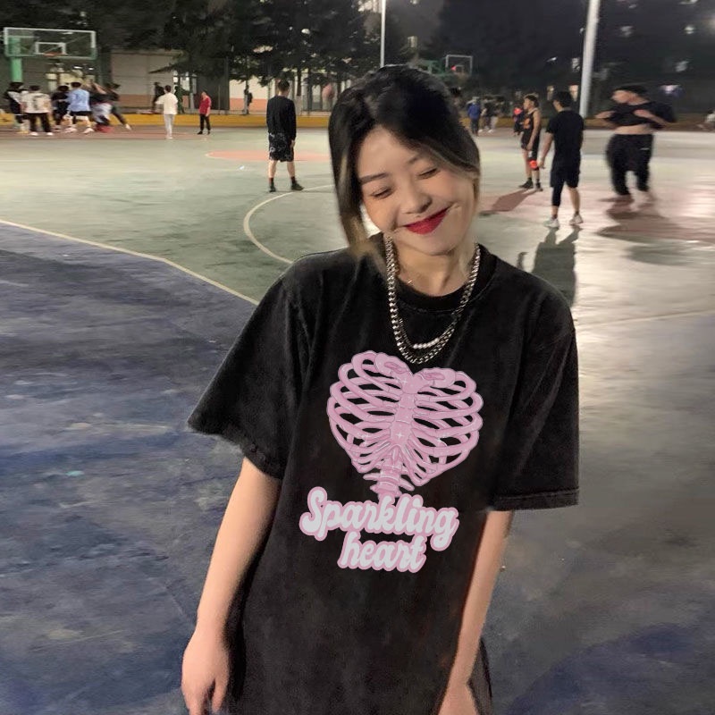 Áo thun form rộng nữ tay lỡ oversize chất vải cotton AT215 Miucho in hình hoạ tiết_thumbnail_4