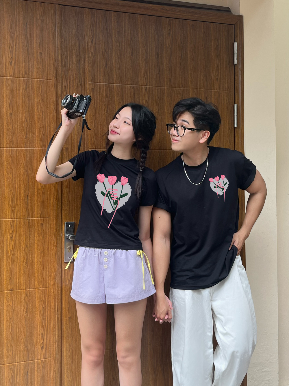 Áo thun cặp nam nữ form rộng 1968 Miucho vải 4c cotton 220gsm thoáng mát cổ tròn in mix_thumbnail_4