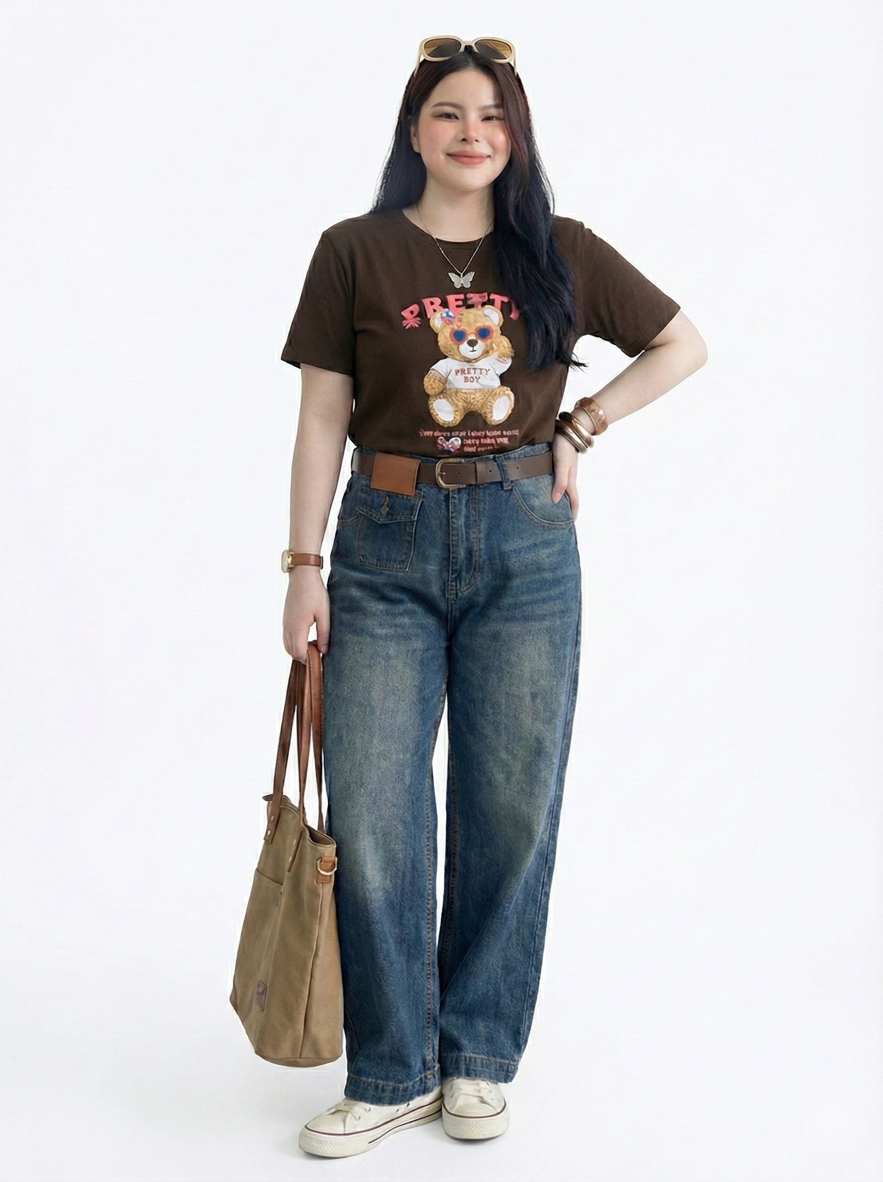 BIGSIZE NỮ - Quần jean suông phối túi T-QJ610