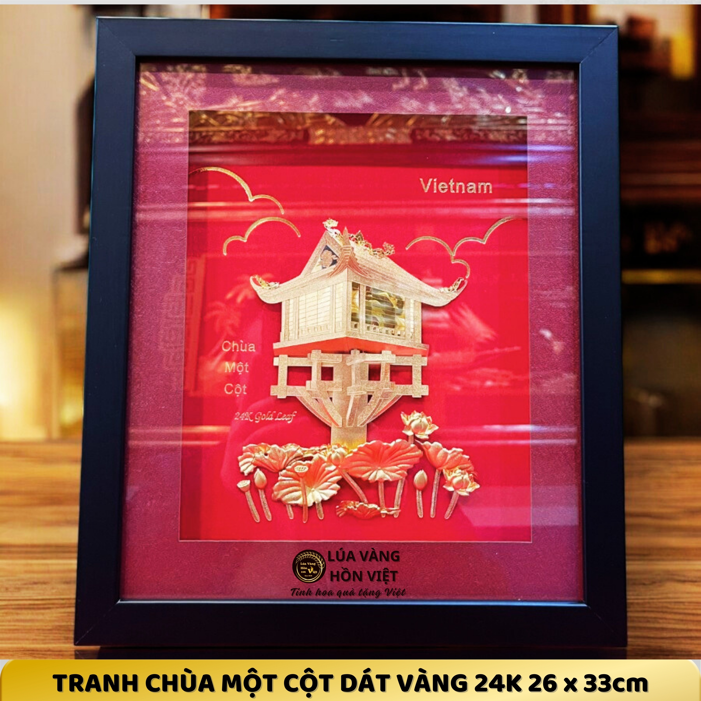 TRANH CHÙA MỘT CỘT  DÁT VÀNG 24K 26x33cm_thumbnail_1
