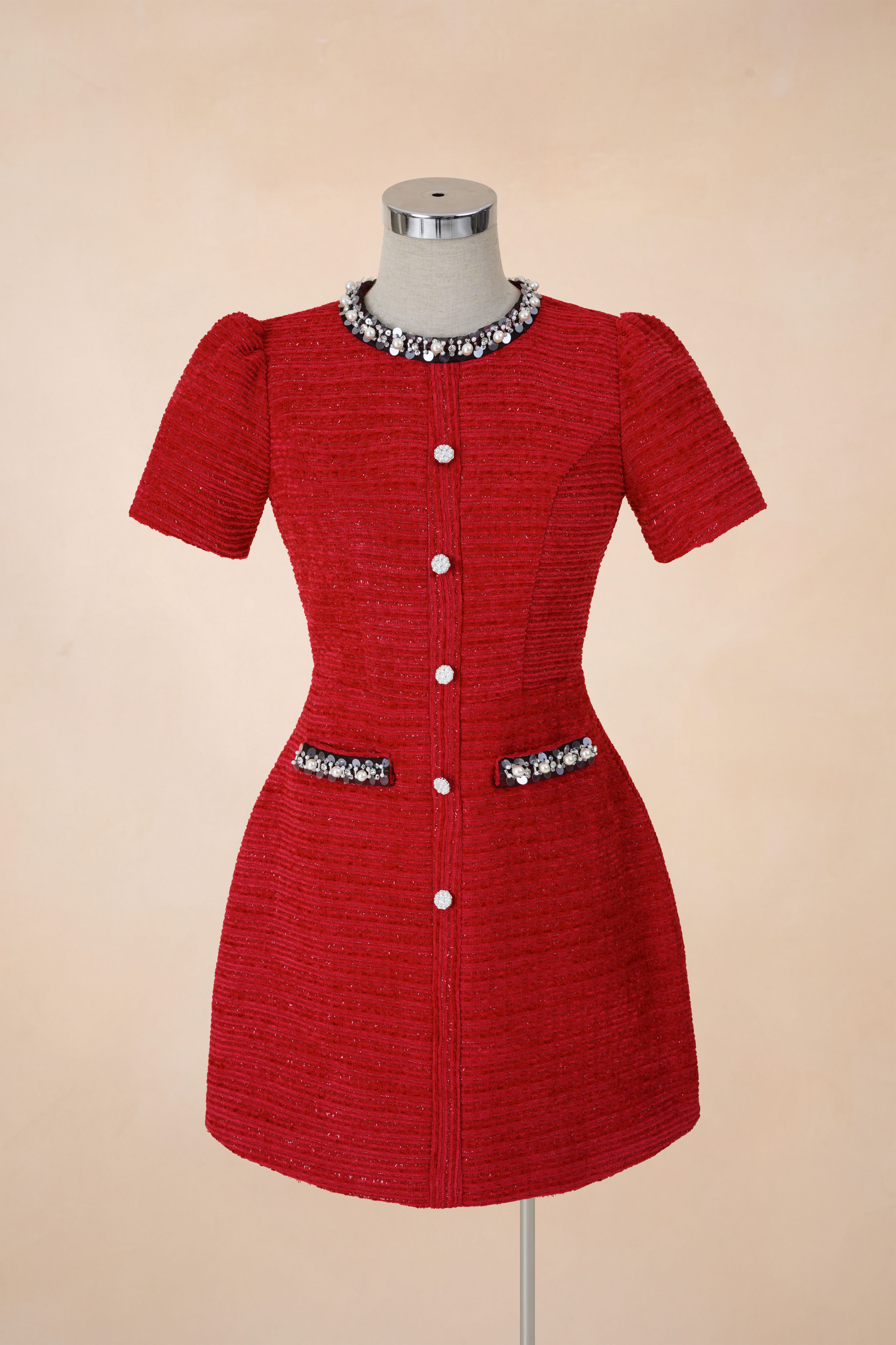 Đầm Chữ A Viền Đá Cúc Dọc_thumbnail_1